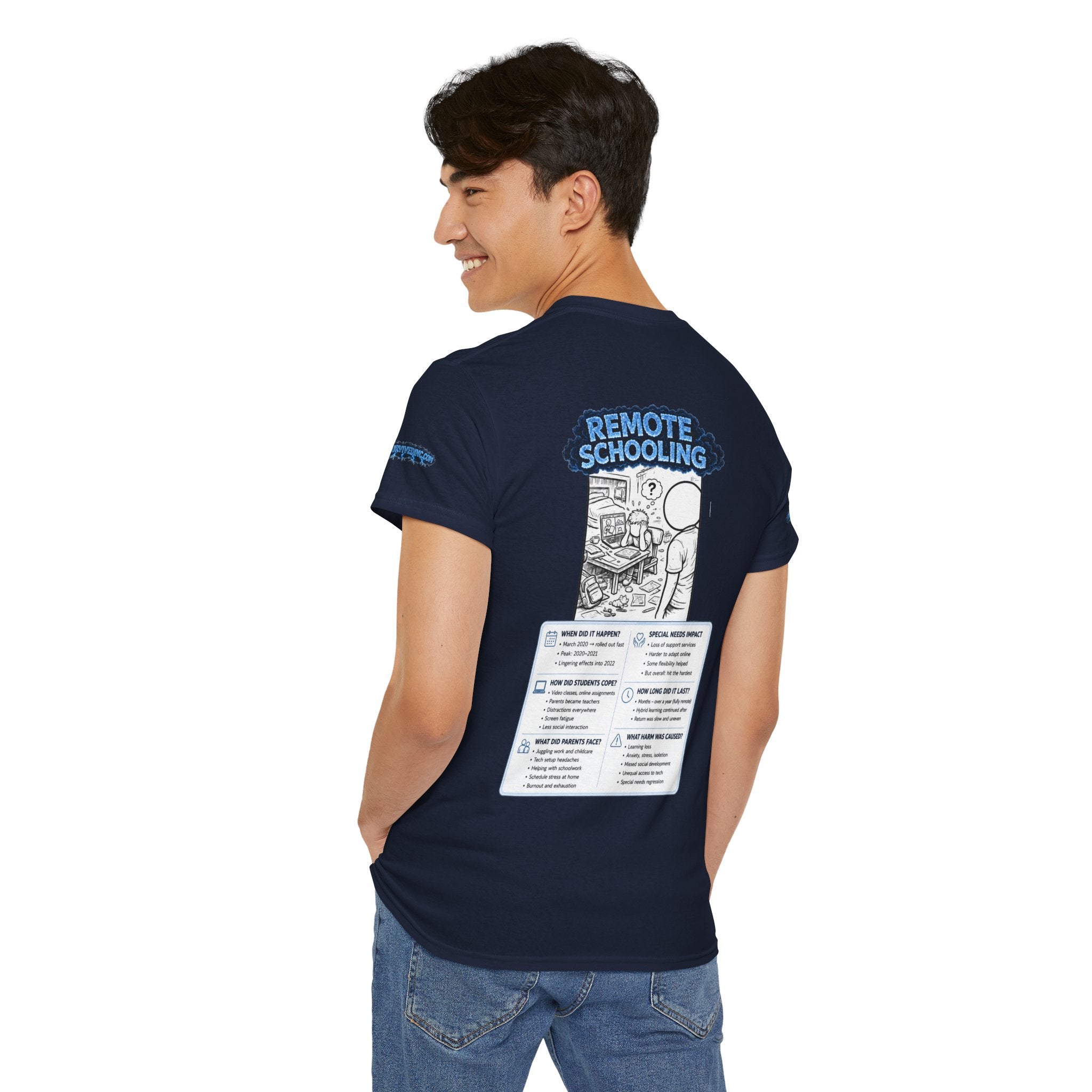 I Survived 2020 — LOCKDOWN S3:E3: Director's Cut Special Edition "Remote Schooling" Unisex Heavy Cotton Tee