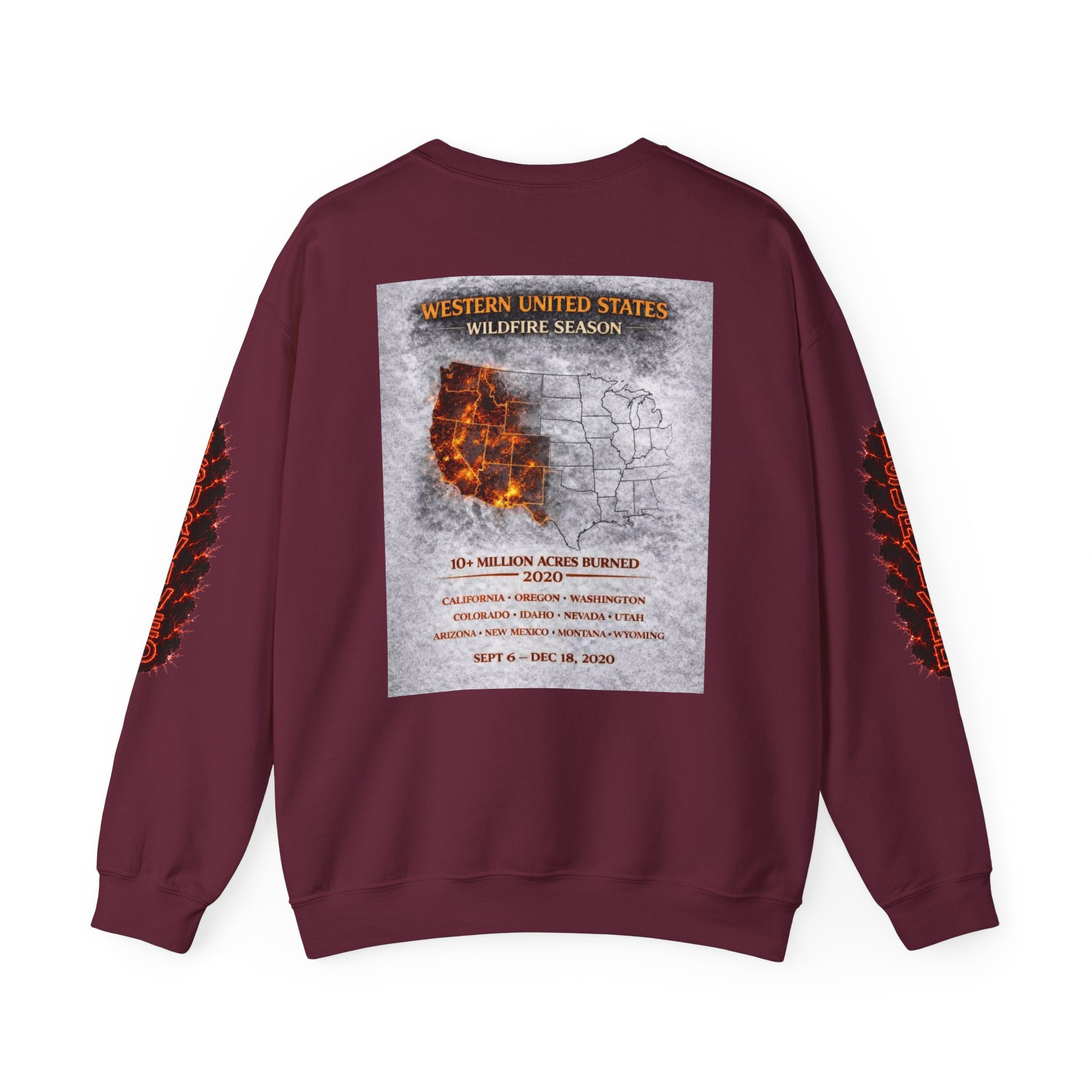 I Survived 2020 — Director's Cut S2:E4 "Western U.S. Wildfire Season" | Mid-Season Finale Pt. 1 | Wildfire Edition Memorial Unisex Heavy Blend™ Crewneck Sweatshirt