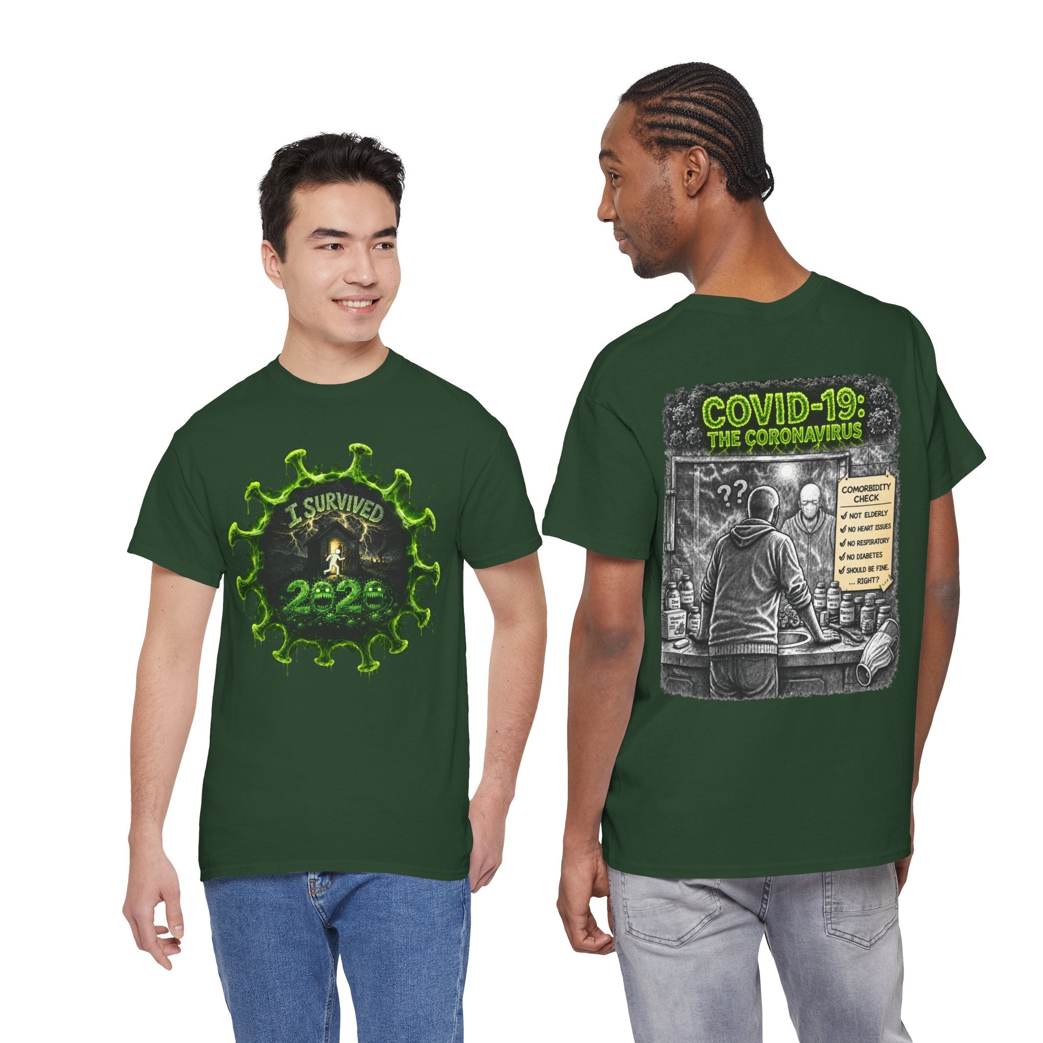 I Survived 2020 — Director's Cut S1:E1 "COVID-19: The Coronavirus" | Pandemic Edition Unisex Heavy Cotton Tee