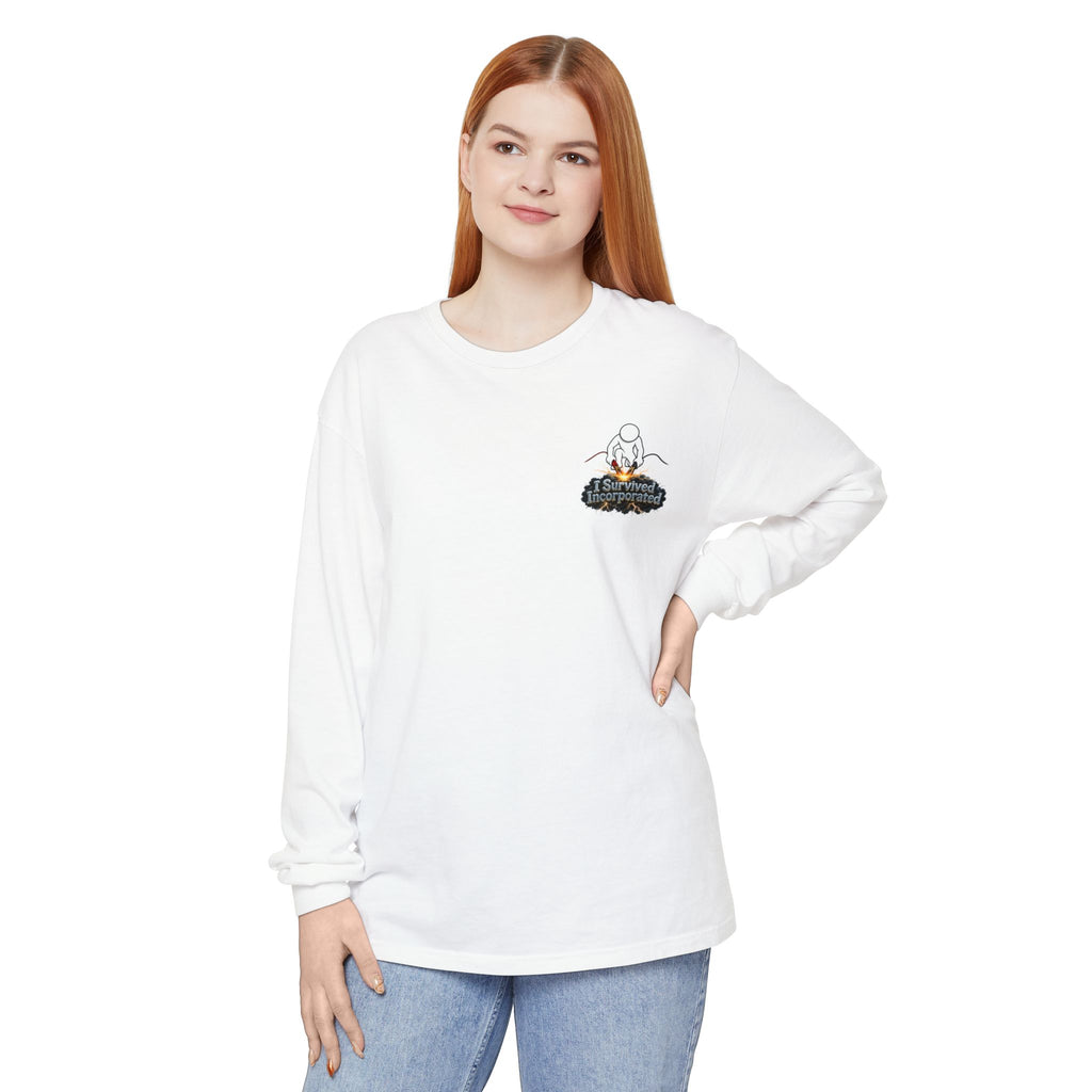 I Survived 2020 — "Please Stand By" Test Pattern Tee Summer Premier Unisex Garment-Dyed Long Sleeve T-Shirt