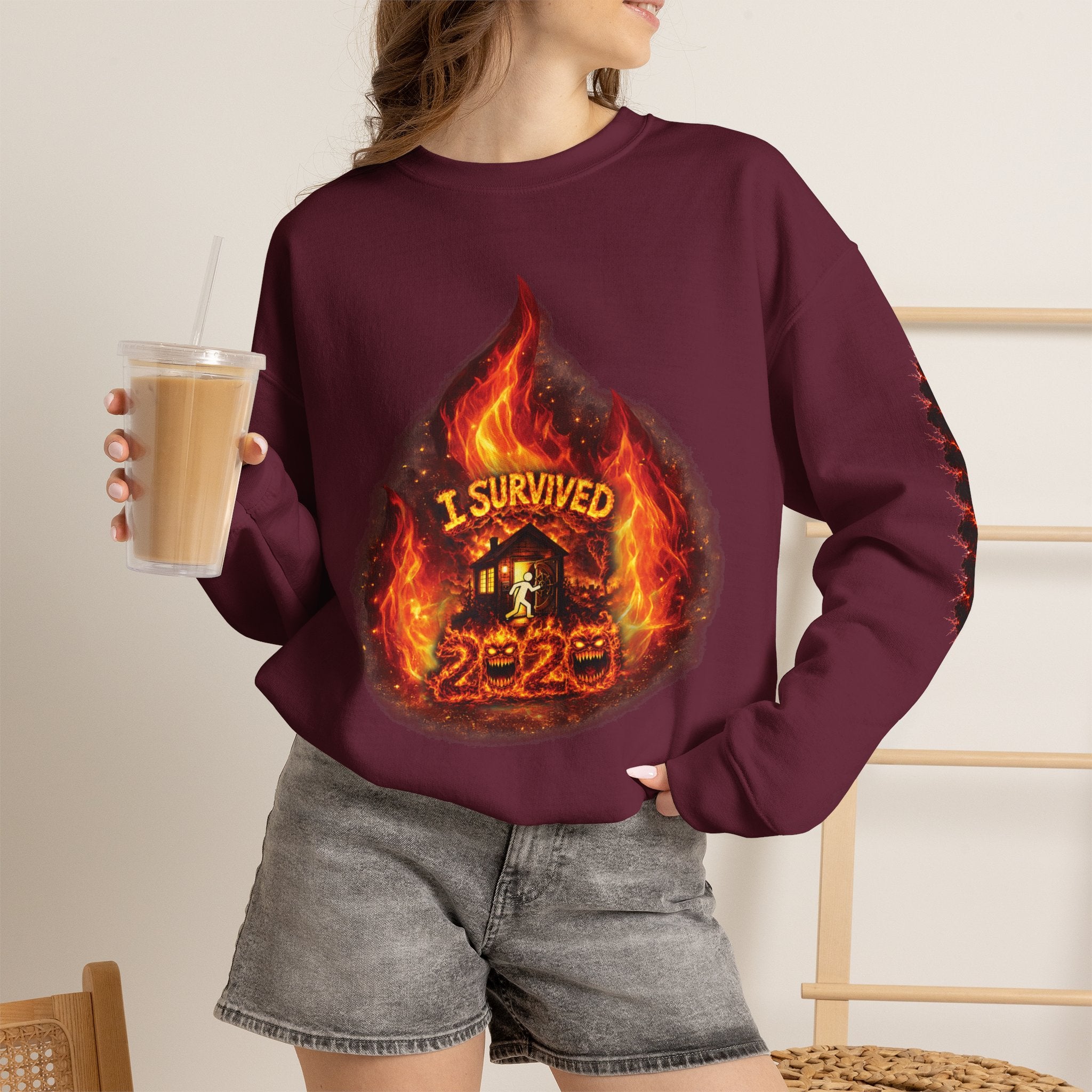 I Survived 2020 — Director's Cut S2:E3 "The California Wildfires" | Wildfire Edition Memorial Unisex Heavy Blend™ Crewneck Sweatshirt