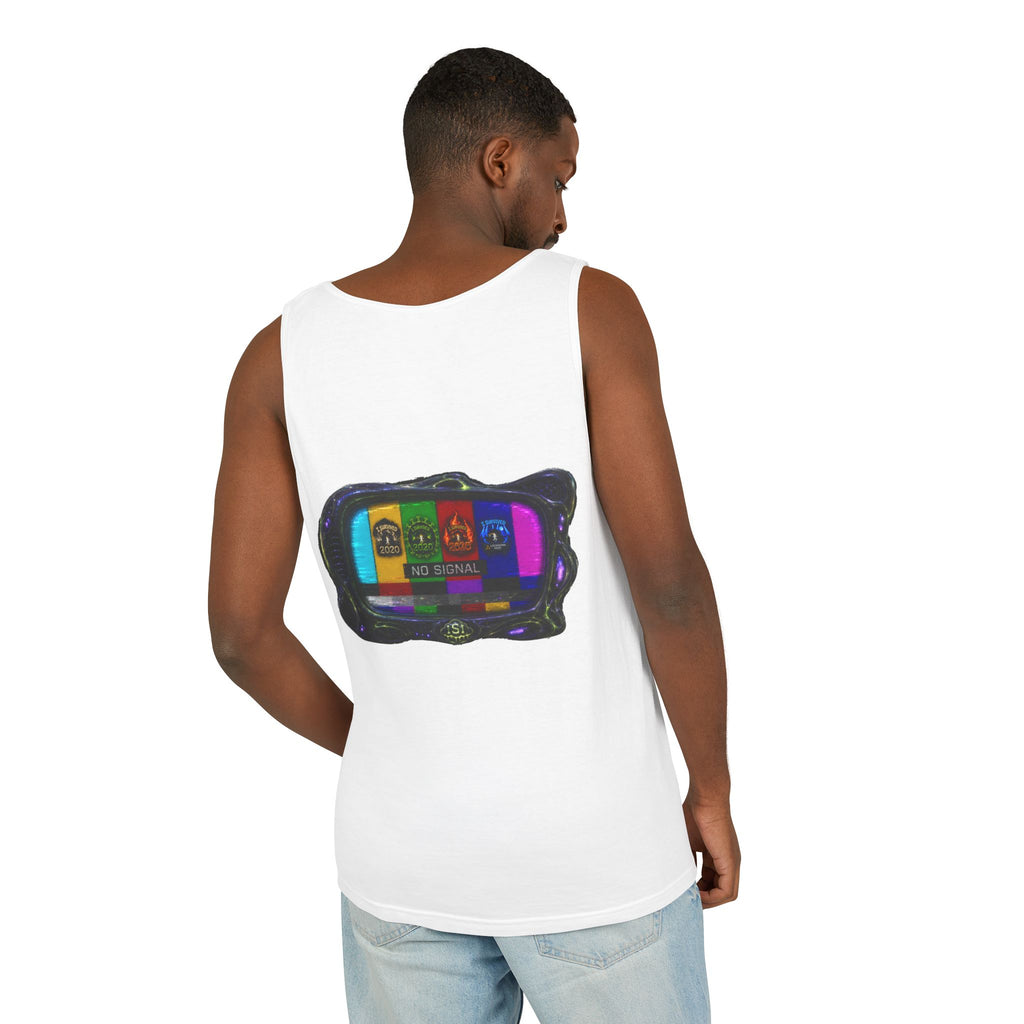 I Survived 2020 — "No Signal" Test Pattern Tee Alien Broadcast Finale Summer Premiere Unisex Garment-Dyed Tank Top