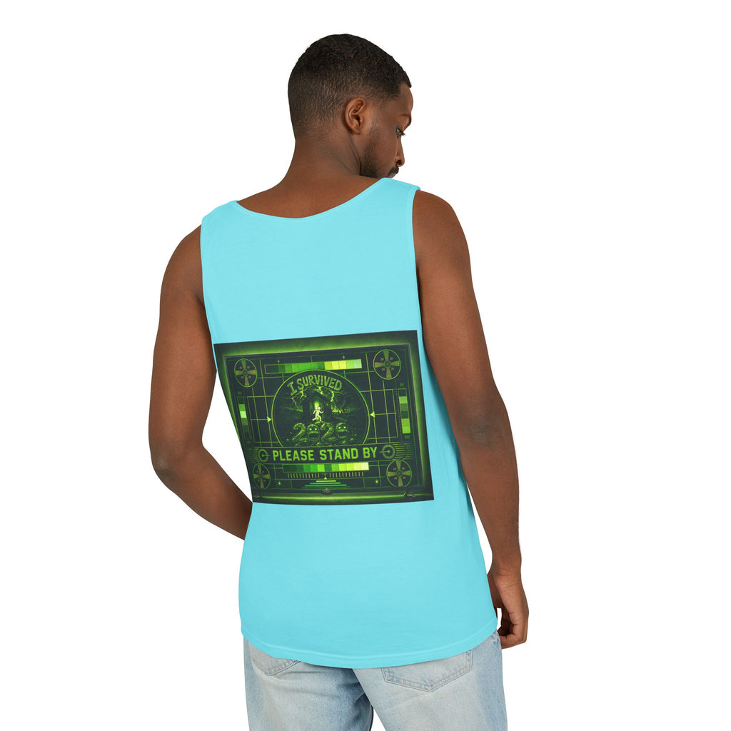 I Survived 2020 — "Please Stand By" Test Pattern Toxic Signal Tee Summer Premiere Unisex Garment-Dyed Tank Top