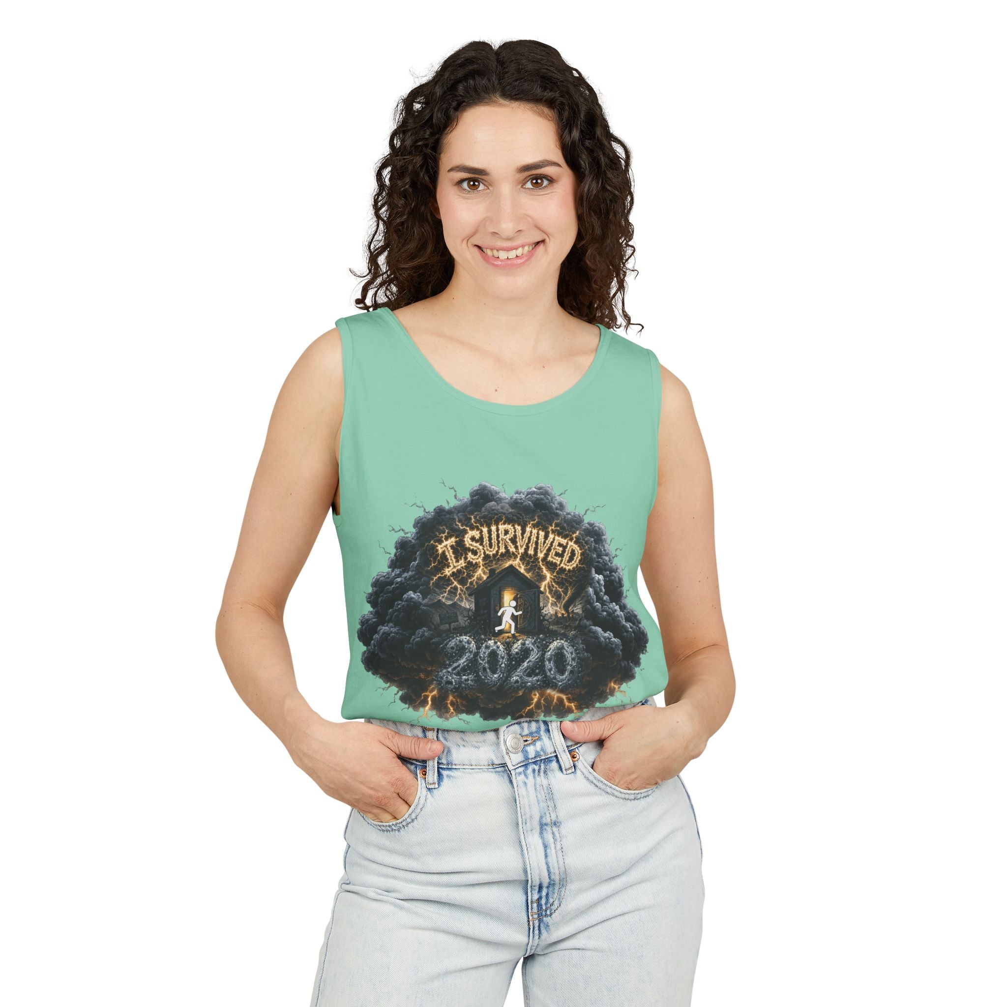 I Survived 2020 — Director's Cut Original Design Teaser Tee | Season 1 Premiere Drop Unisex Garment-Dyed Tank Top