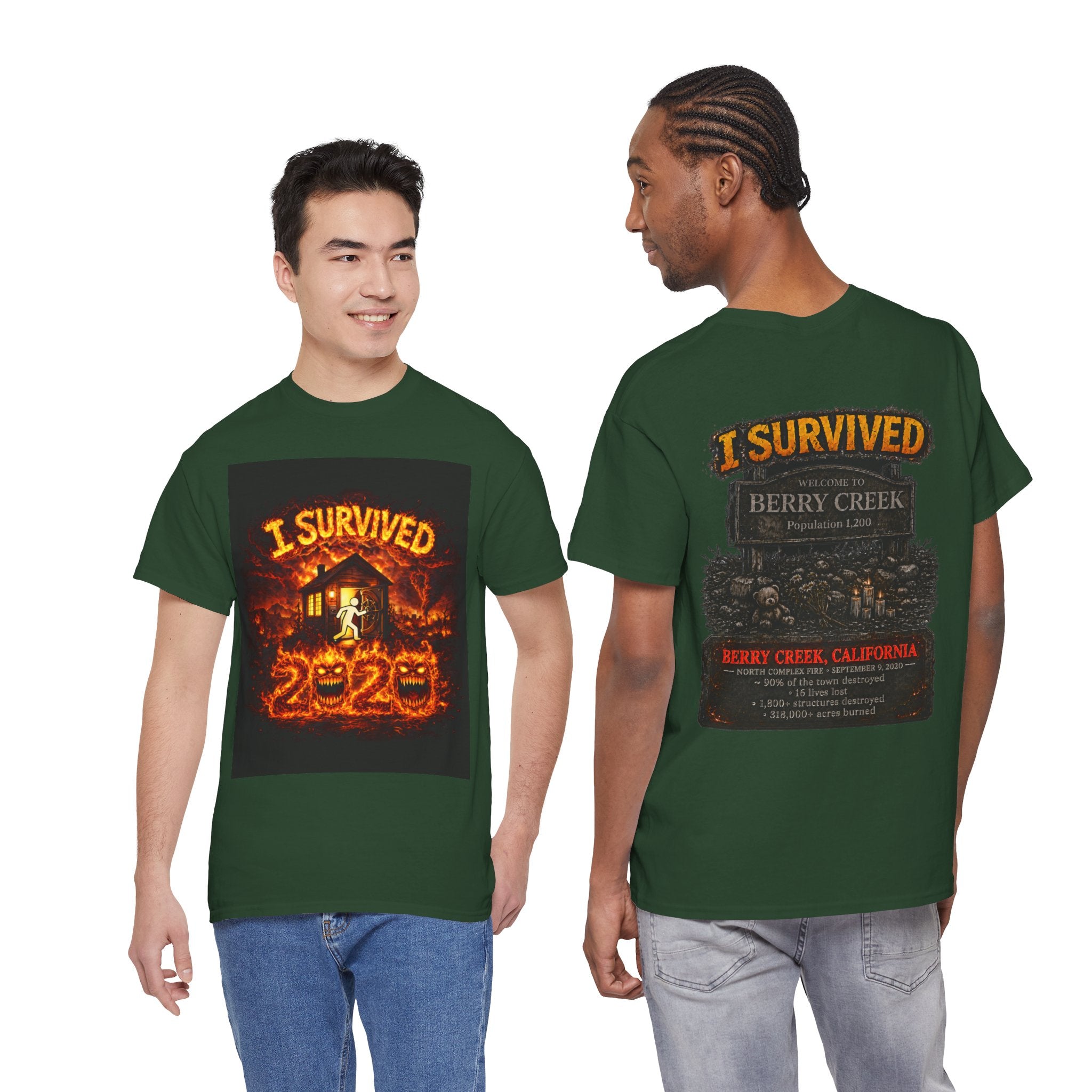 I Survived 2020 — WILDFIRES S2:E1: "Berry Creek" Memorial Unisex Heavy Cotton Tee