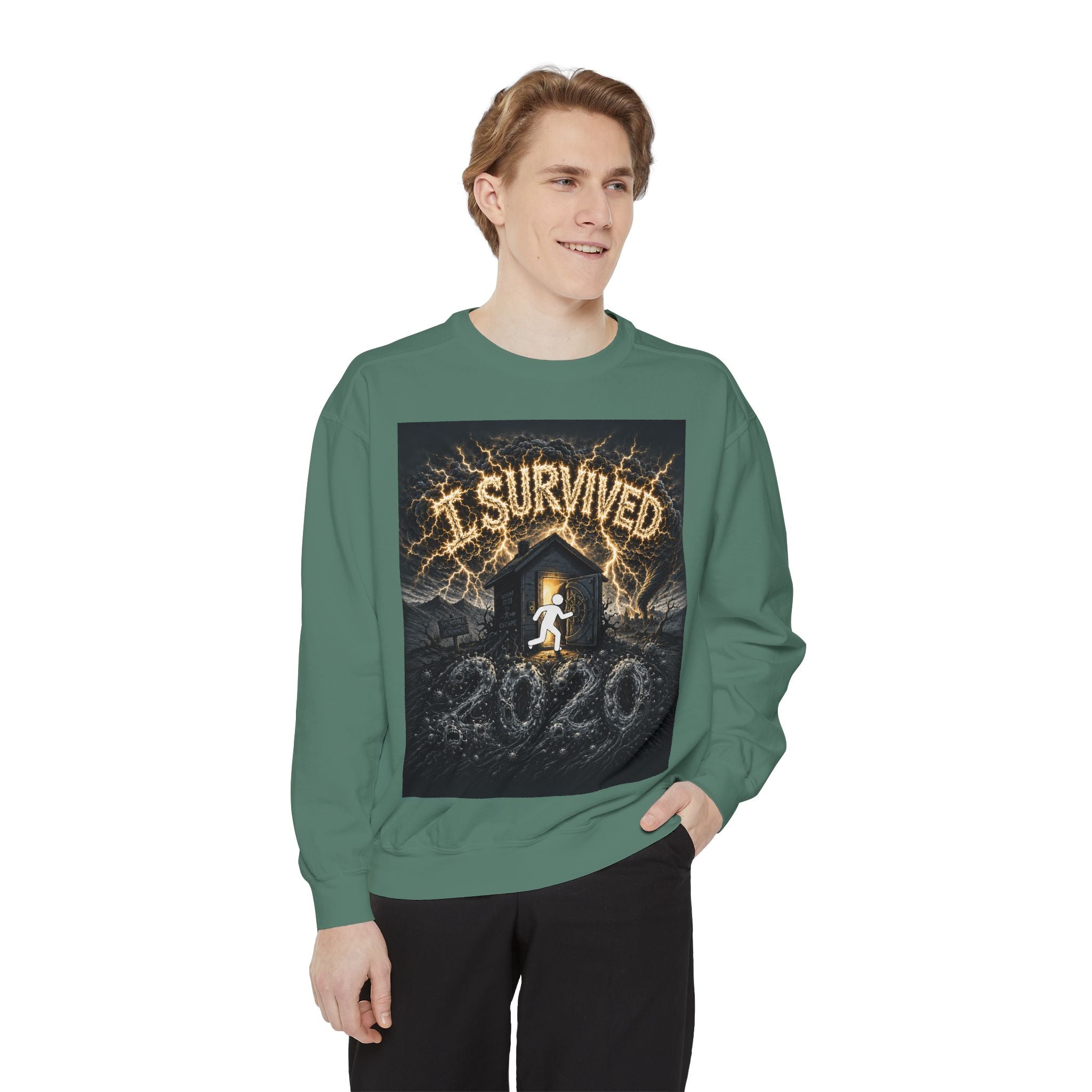 I Survived 2020 — Original Design Teaser Sweatshirt | Season 1 Premiere Drop Unisex Garment-Dyed Sweatshirt