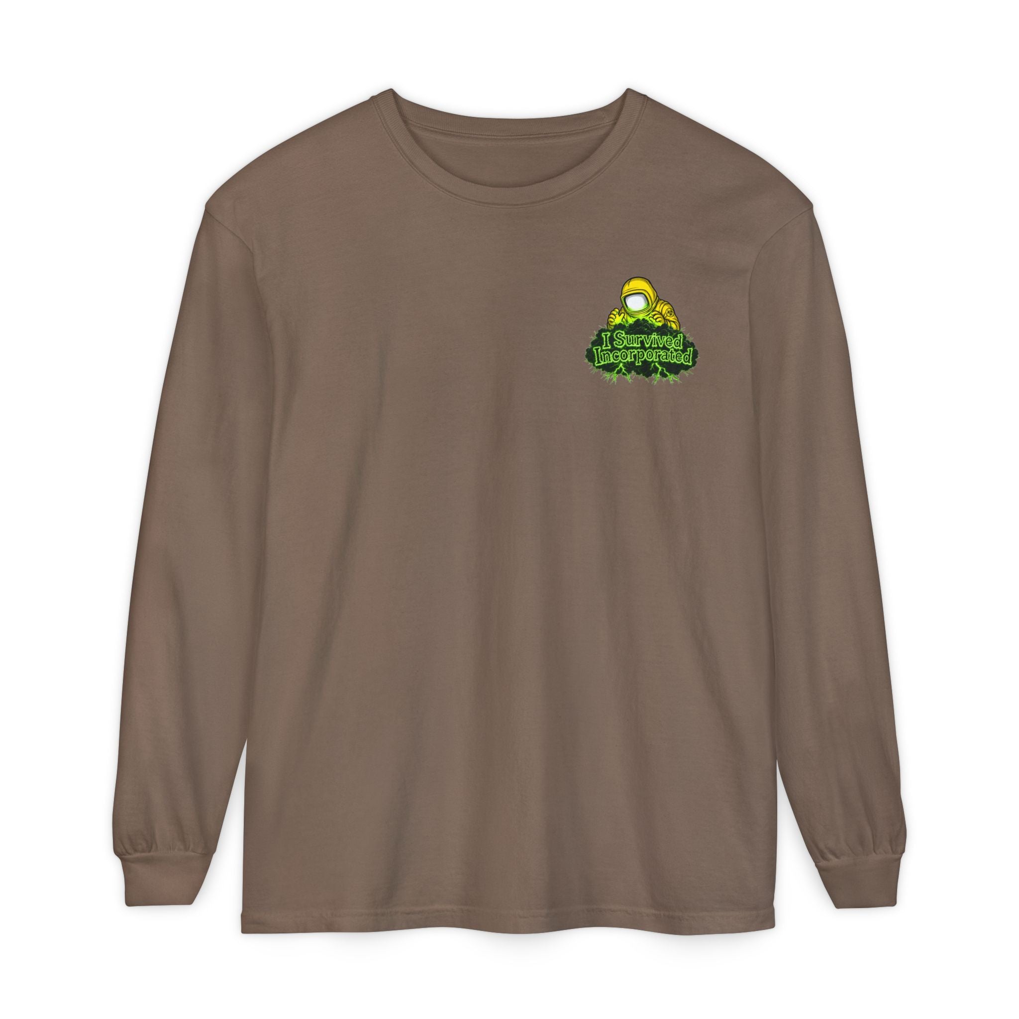 I Survived 2020 — "Please Stand By" Test Pattern Toxic Signal Tee Summer Premiere Unisex Garment-Dyed Long Sleeve T-Shirt