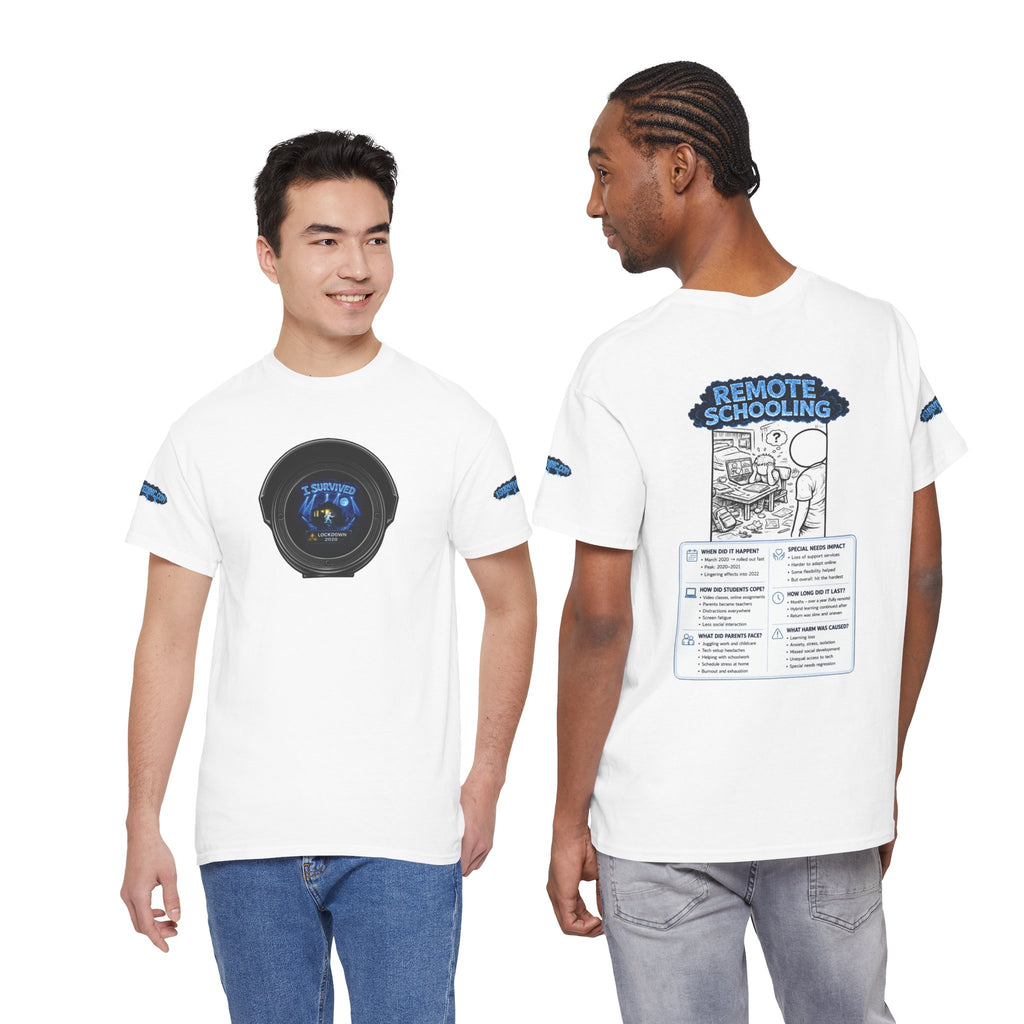 I Survived 2020 — LOCKDOWN S3:E3: Director's Cut Special Edition "Remote Schooling" Unisex Heavy Cotton Tee