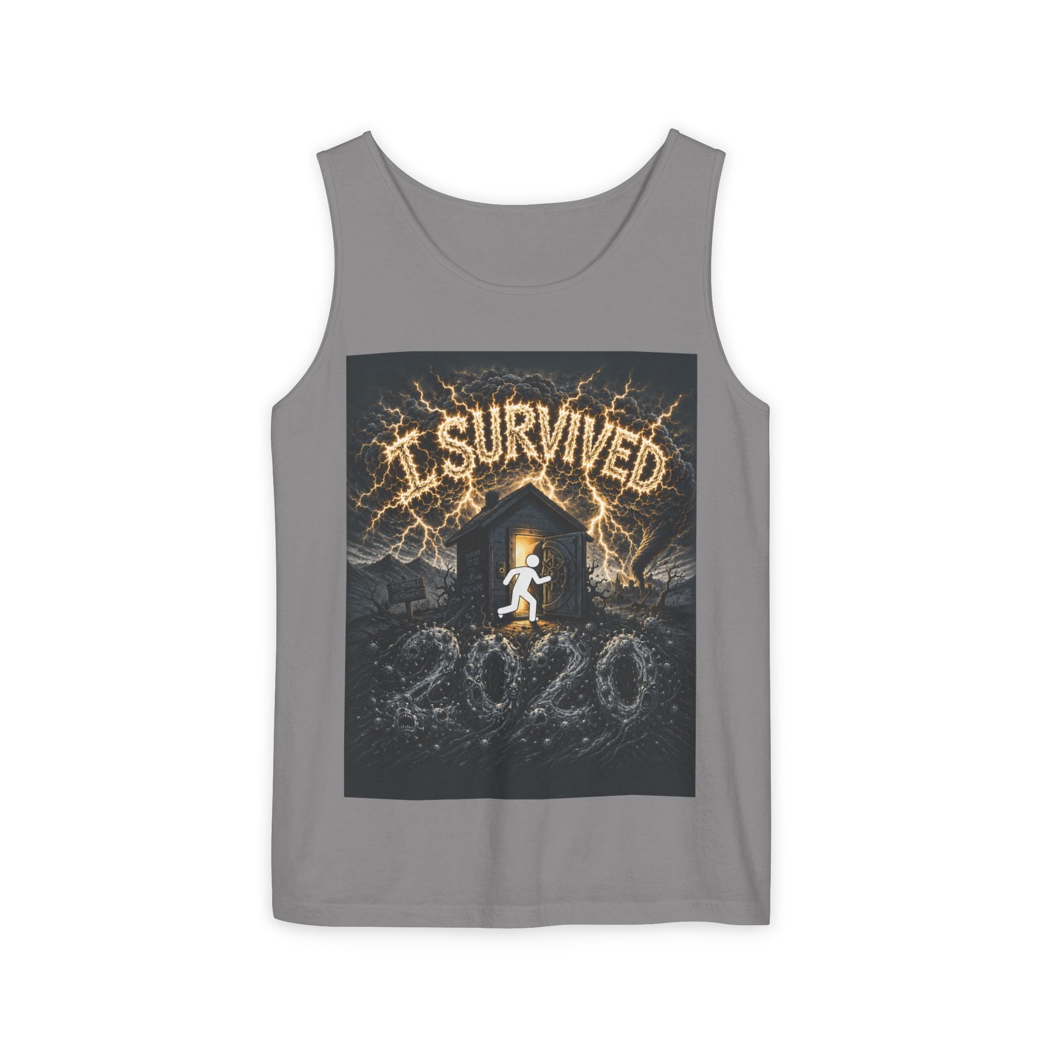 I Survived 2020 — Original Design Teaser Tee | Season 1 Premiere Drop Unisex Garment-Dyed Tank Top