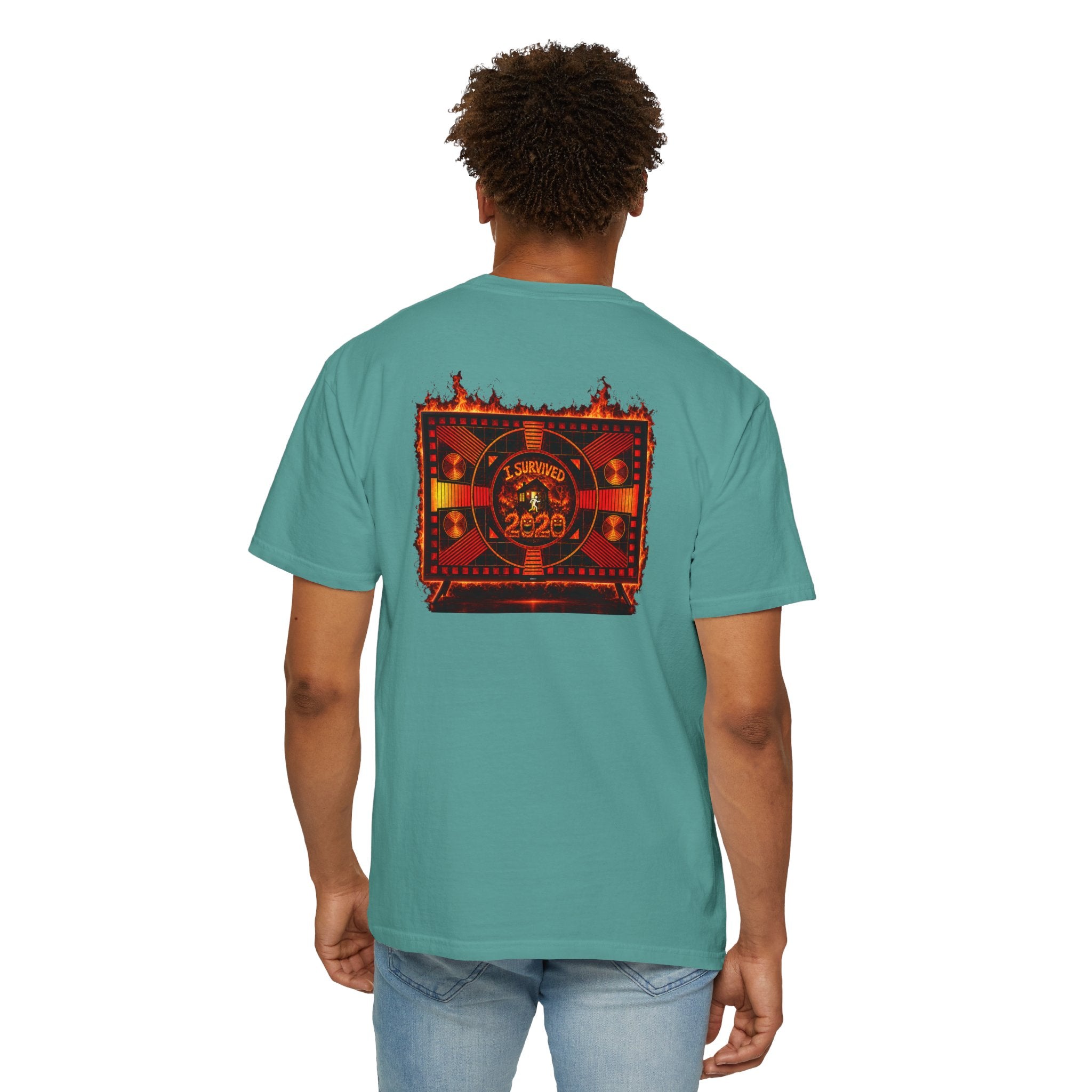I Survived 2020 — "Please Stand By" Test Pattern Tee Wildfire Signal Edition Summer Premiere Unisex Garment-Dyed T-shirt