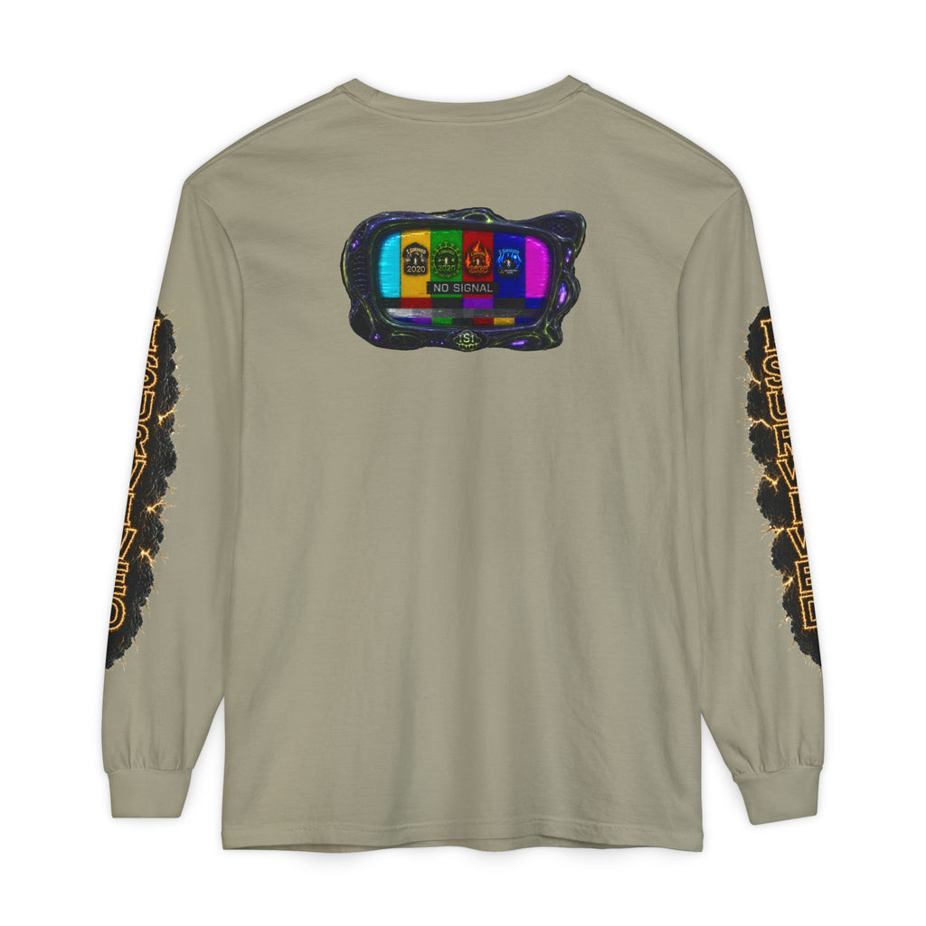 I Survived 2020 — "No Signal" Test Pattern Tee Special Edition Alien Broadcast Finale Summer Premiere Unisex Garment-Dyed Long Sleeve T-Shirt