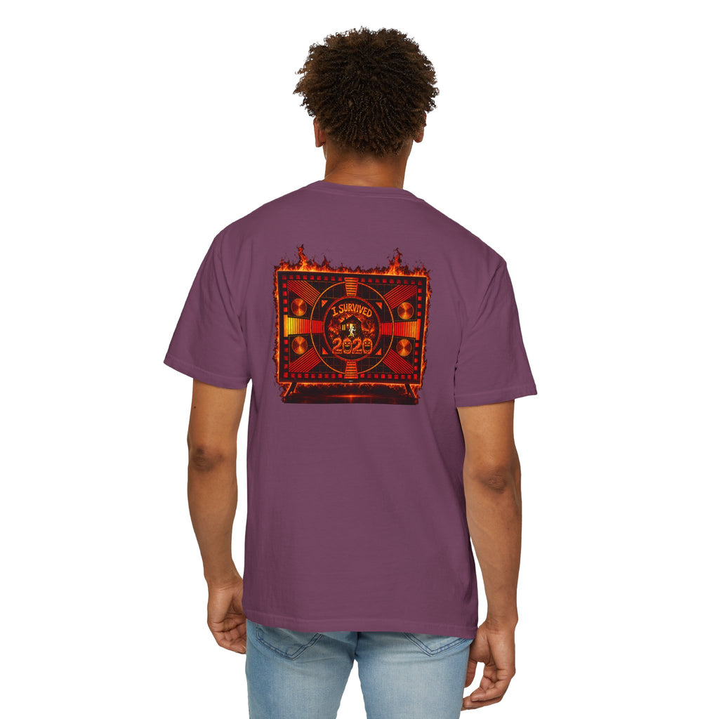 I Survived 2020 — "Please Stand By" Test Pattern Tee Wildfire Signal Edition Summer Premiere Unisex Garment-Dyed T-shirt