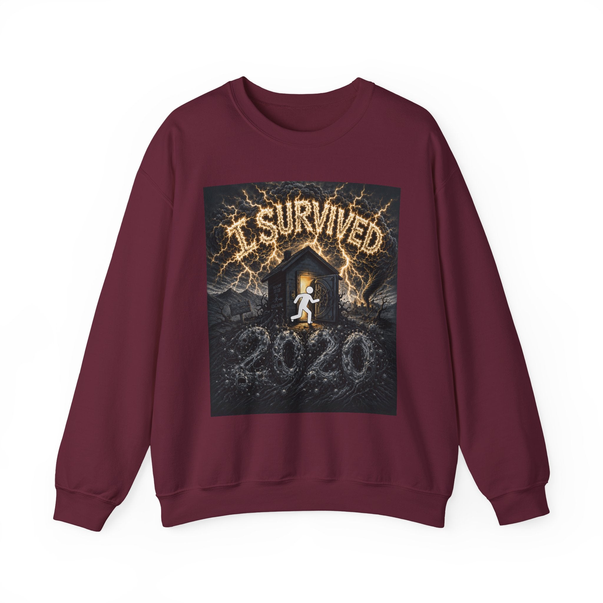 I Survived 2020 — Original Design Teaser Tee | Season 1 Premiere Drop Unisex Heavy Blend™ Crewneck Sweatshirt