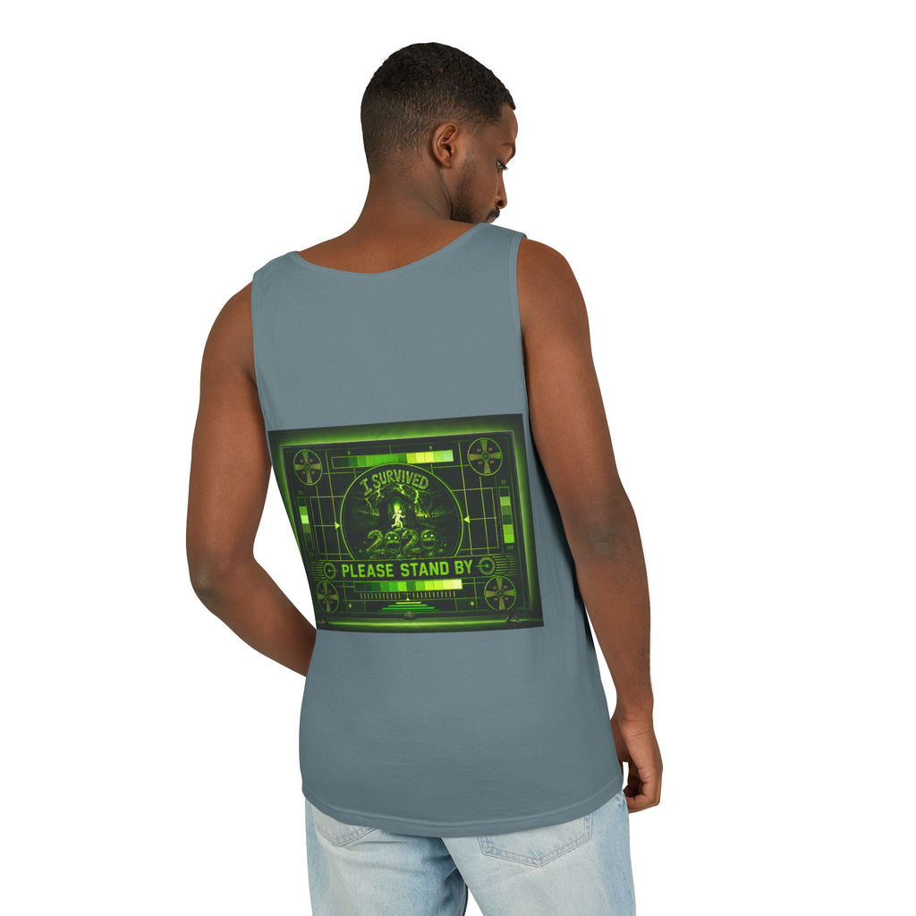 I Survived 2020 — "Please Stand By" Test Pattern Toxic Signal Tee Summer Premiere Unisex Garment-Dyed Tank Top