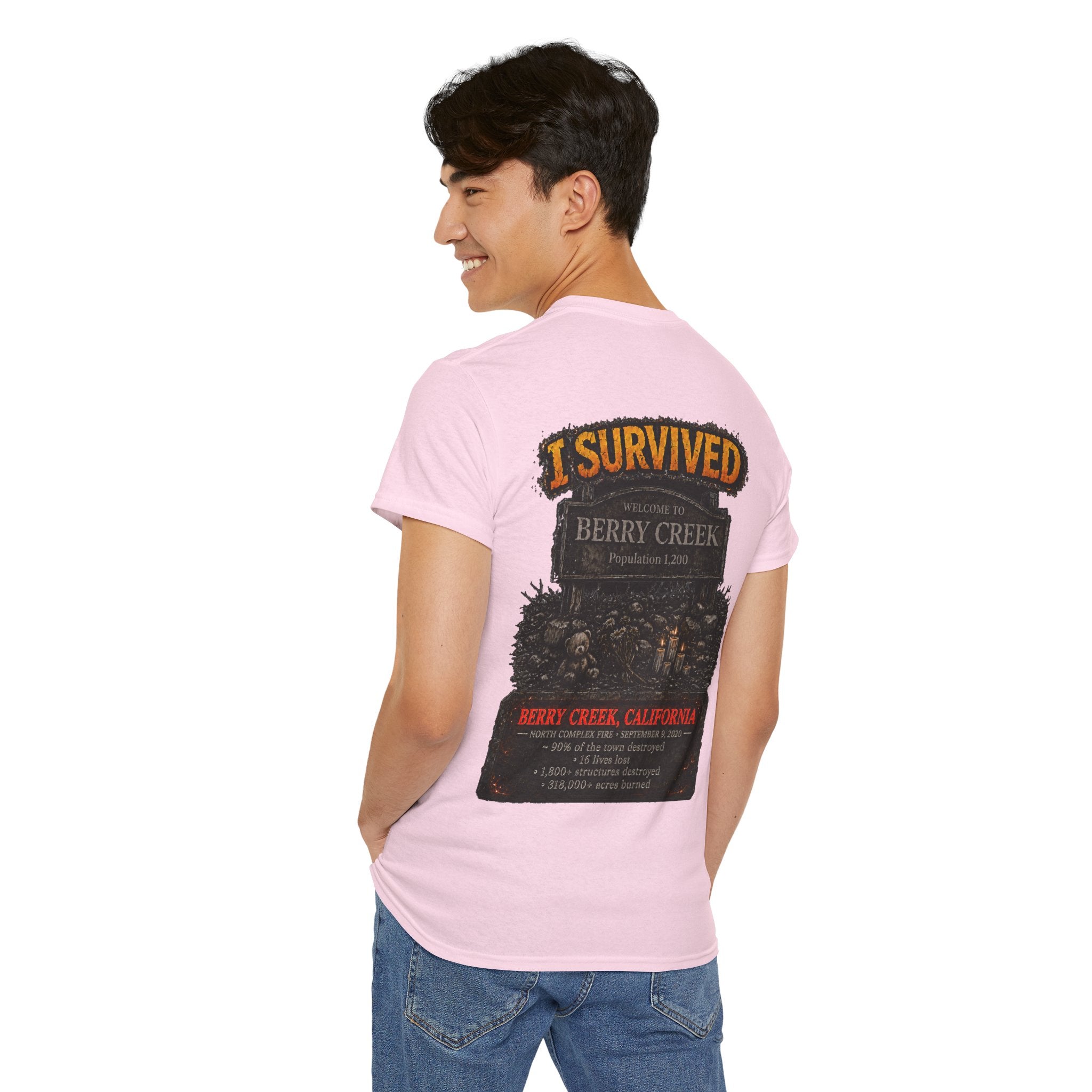 I Survived 2020 — WILDFIRES S2:E1: Director's Cut "Berry Creek" Memorial Unisex Heavy Cotton Tee