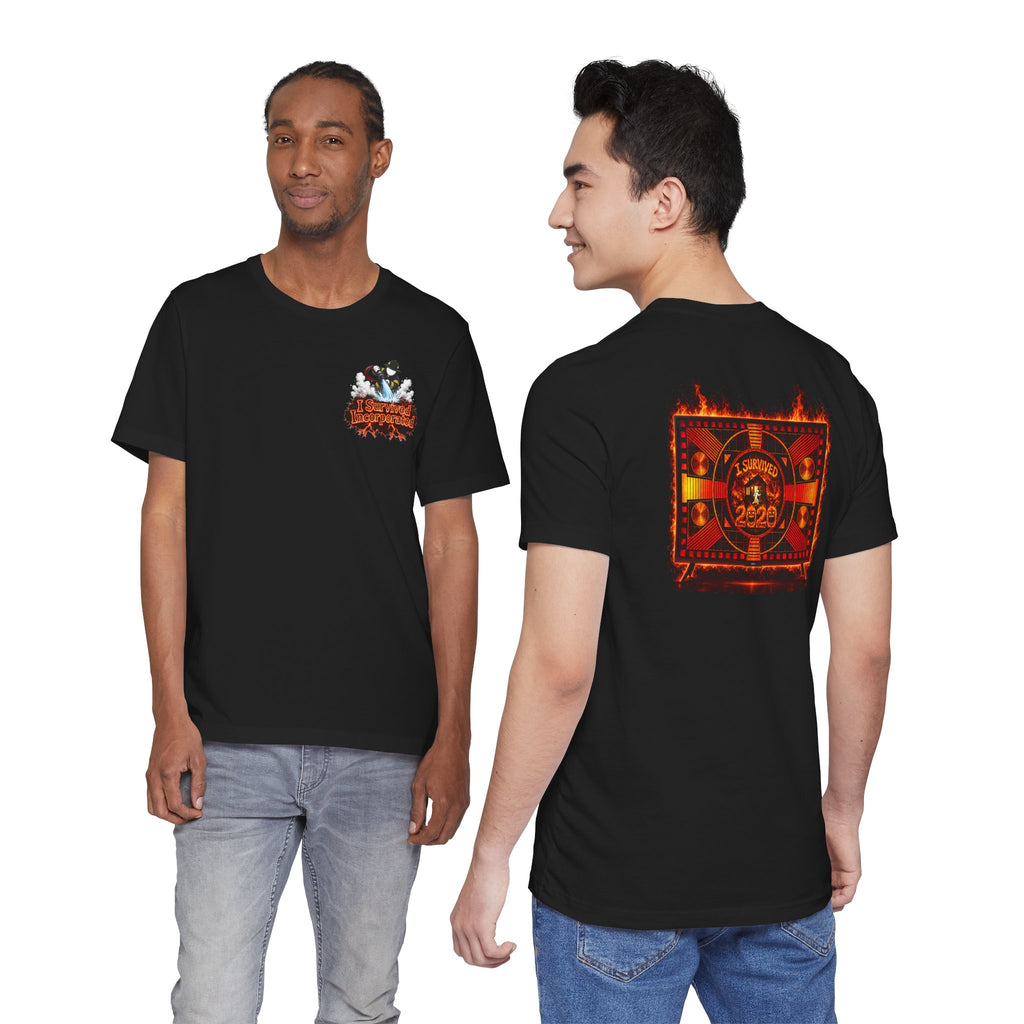 I Survived 2020 — "Please Stand By" Test Pattern Tee Wildfire Signal Edition Summer Premiere Unisex Jersey Short Sleeve Tee