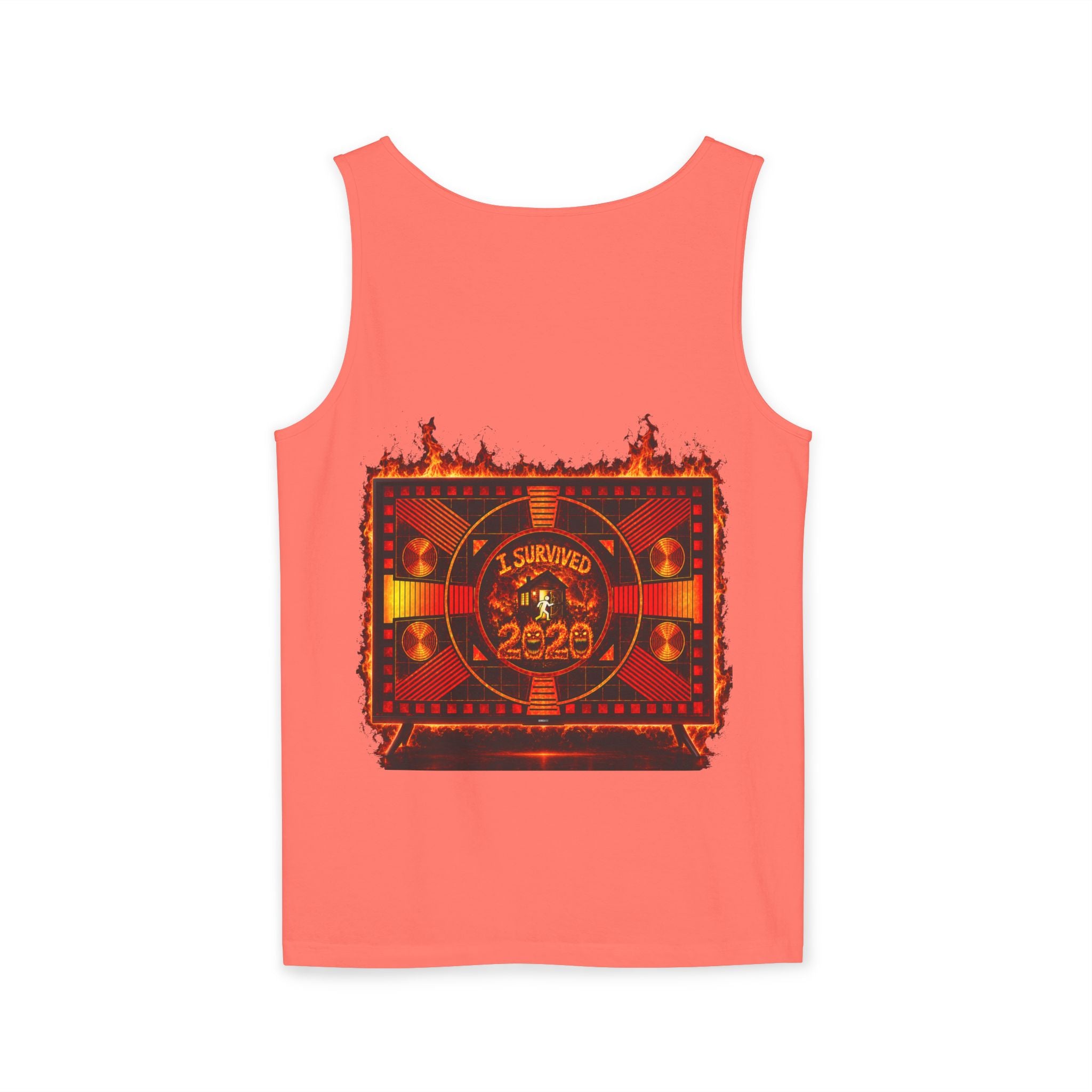 I Survived 2020 — "Please Stand By" Test Pattern Tee Wildfire Signal Edition Summer Premiere Unisex Garment-Dyed Tank Top