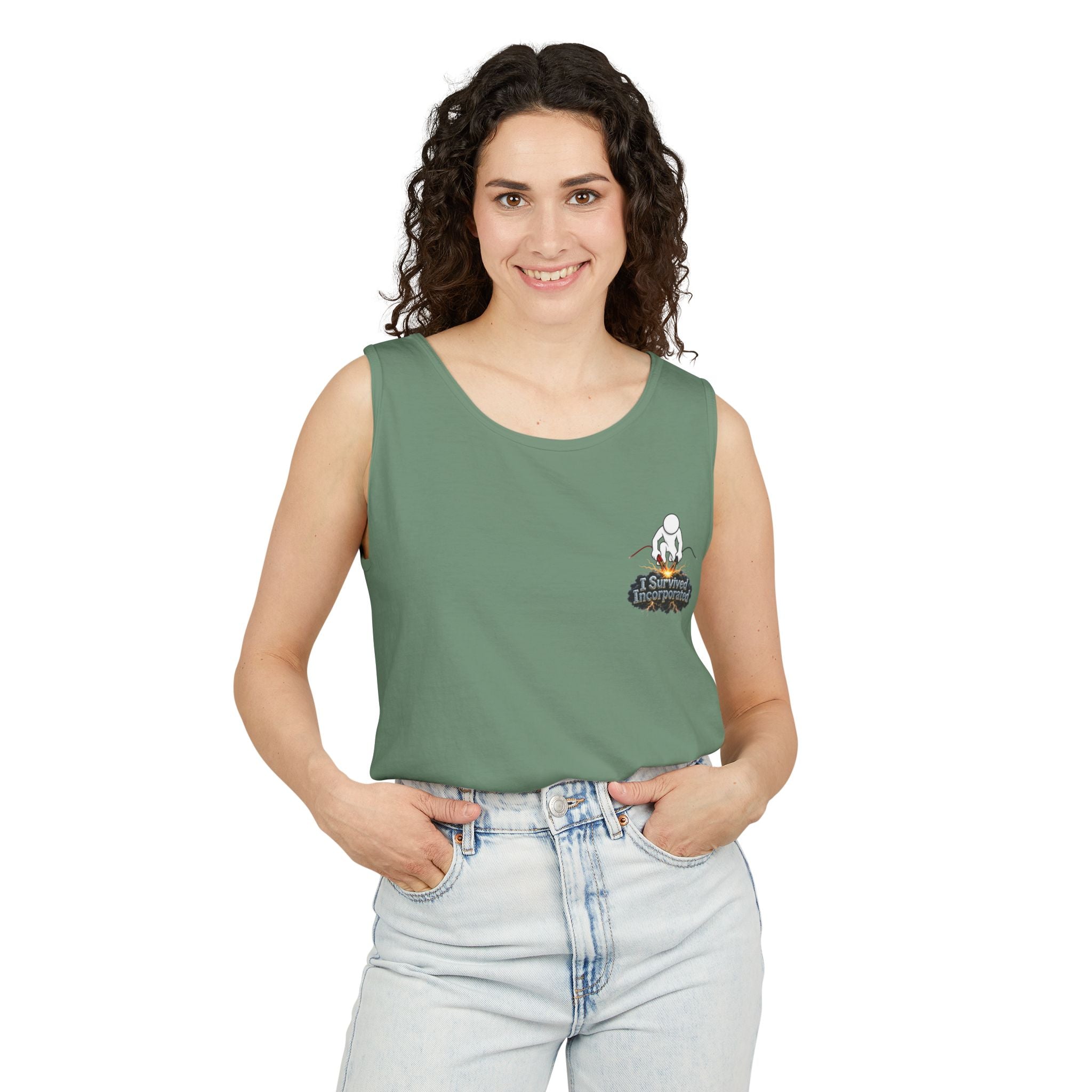I Survived 2020 — "Please Stand By" Test Pattern Tee Summer Premier  Unisex Garment-Dyed Tank Top