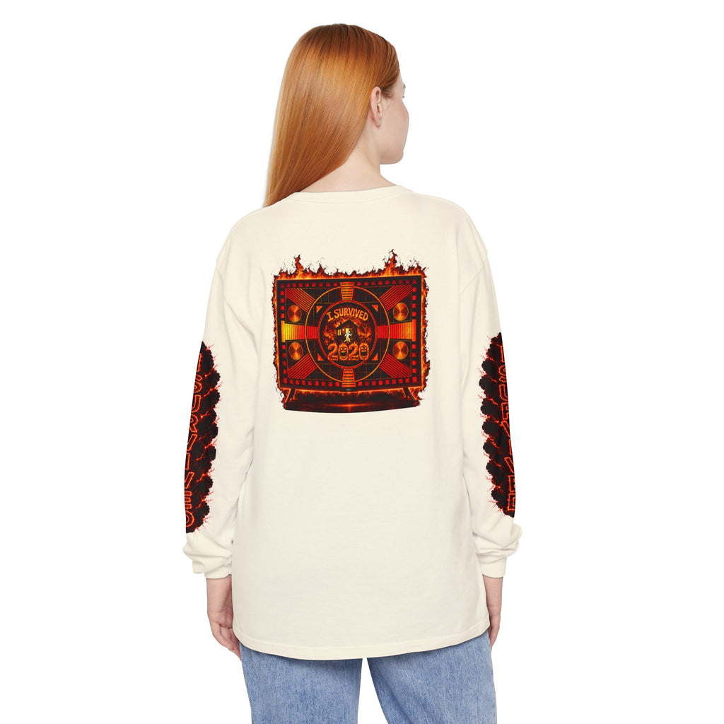 I Survived 2020 — "Please Stand By" Test Pattern Tee Special Edition Wildfire Signal Edition Summer Premiere Unisex Garment-Dyed Long Sleeve T-Shirt