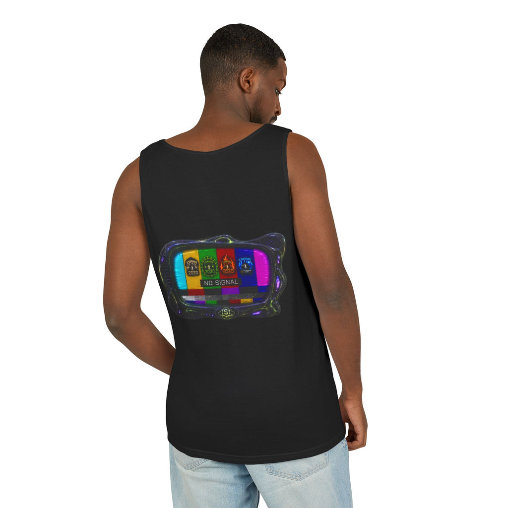 I Survived 2020 — "No Signal" Test Pattern Tee Alien Broadcast Finale Summer Premiere Unisex Garment-Dyed Tank Top