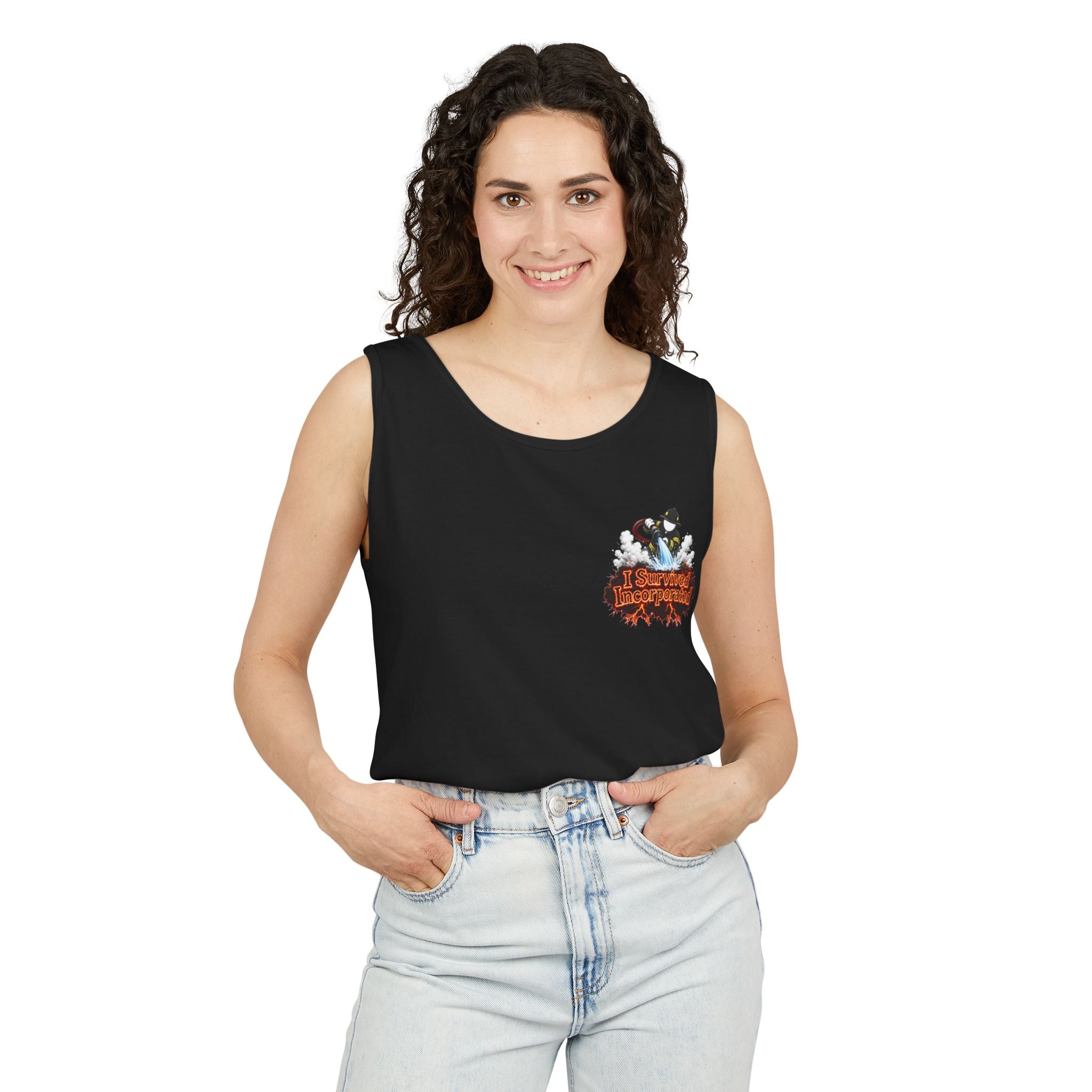 I Survived 2020 — "Please Stand By" Test Pattern Tee Wildfire Signal Edition Summer Premiere Unisex Garment-Dyed Tank Top