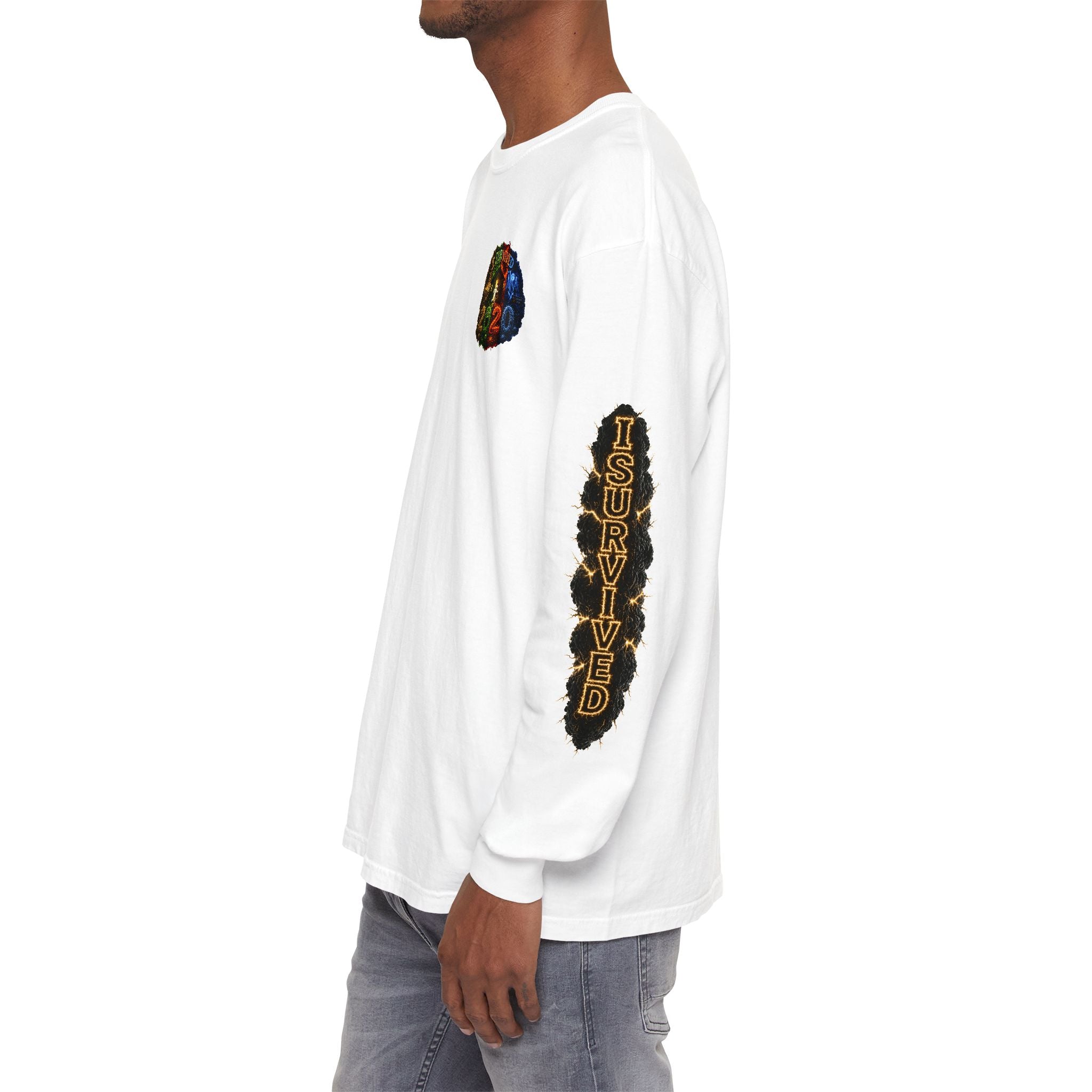 I Survived 2020 — "No Signal" Test Pattern Tee Special Edition Alien Broadcast Finale Summer Premiere Unisex Garment-Dyed Long Sleeve T-Shirt