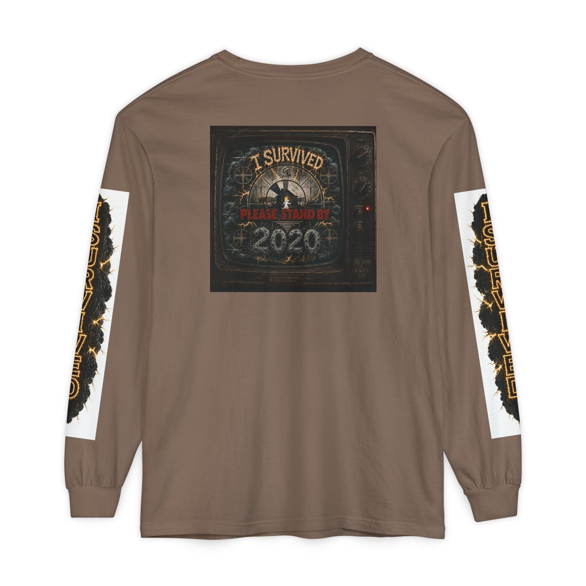 I Survived 2020 — "Please Stand By" Test Pattern Tee Special Edition Summer Premier Unisex Garment-Dyed Long Sleeve T-Shirt