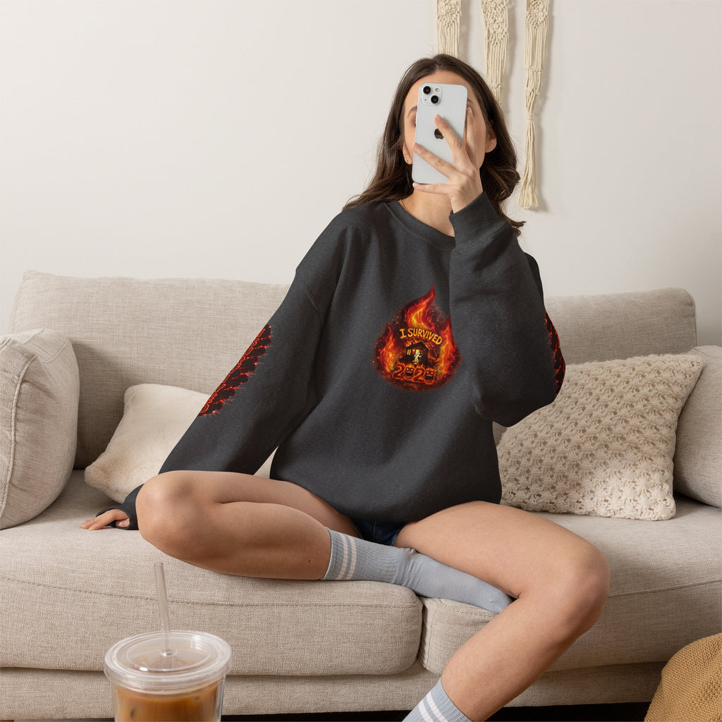 I Survived 2020 — WILDFIRES S2:E4: Director's Cut "Western U.S. Wildfire Season" Memorial Unisex Heavy Blend™ Crewneck Sweatshirt