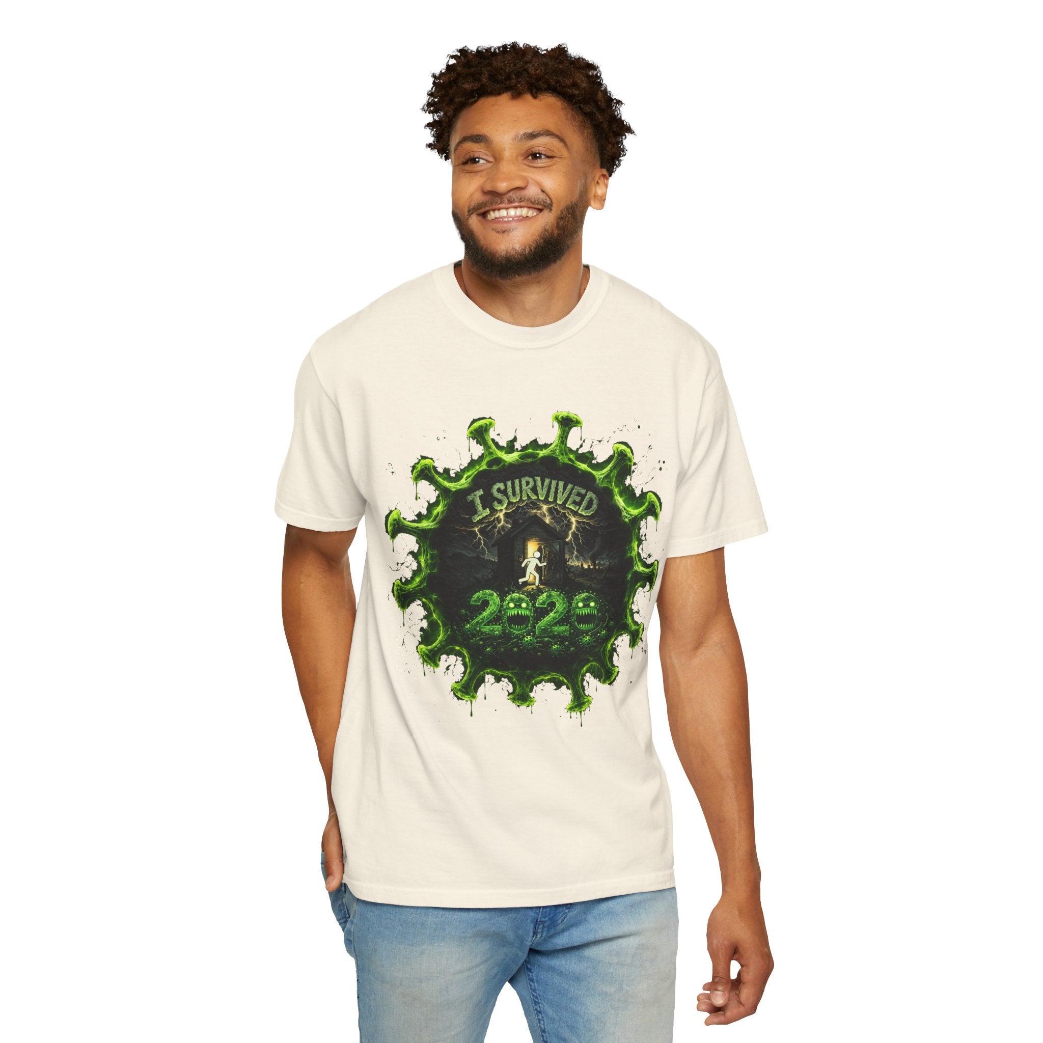 I Survived 2020 — Director's Cut S1:E1 "COVID-19: The Coronavirus" | Pandemic Edition Unisex Garment-Dyed T-shirt