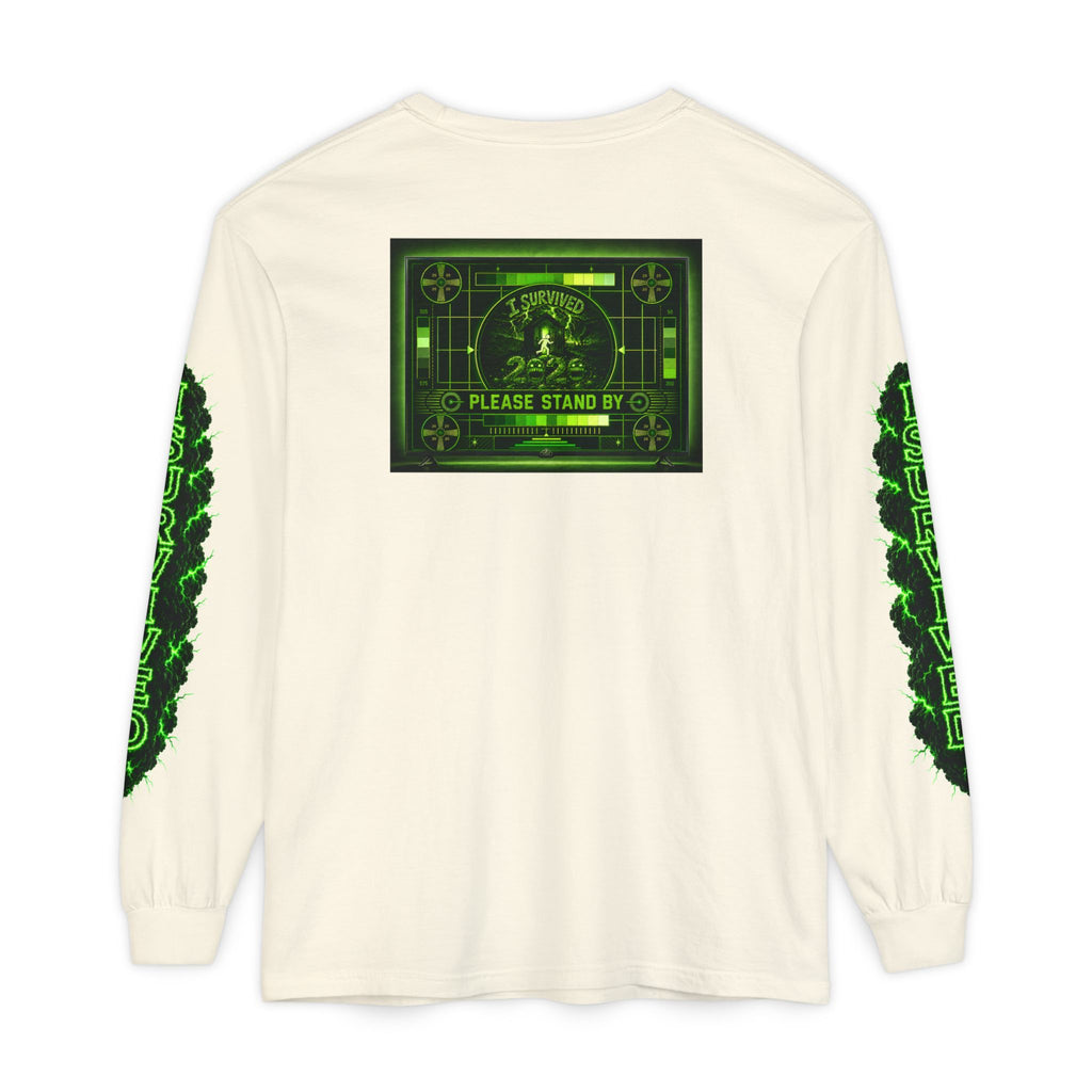I Survived 2020 — "Please Stand By" Test Pattern Toxic Signal Tee Special Edition Summer Premiere Unisex Garment-Dyed Long Sleeve T-Shirt