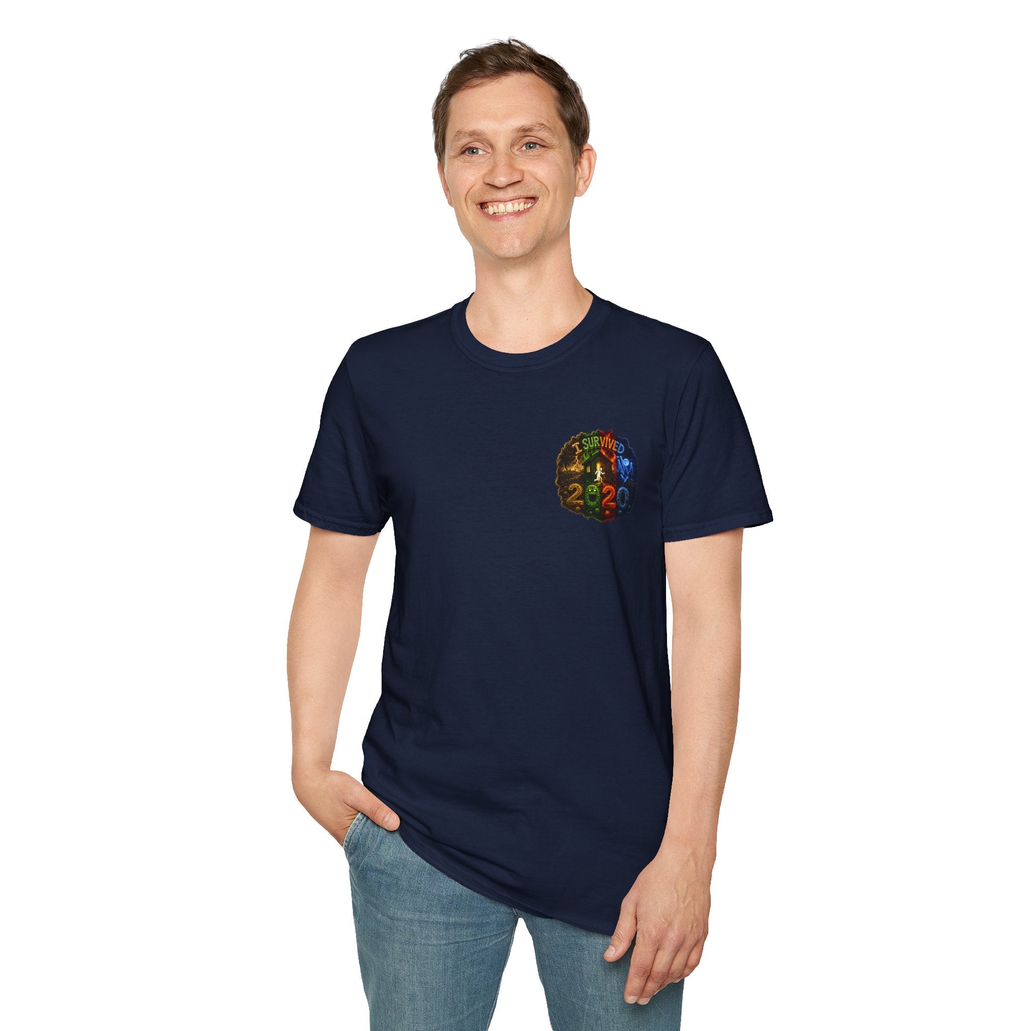 I Survived 2020 — "No Signal" Test Pattern Tee Alien Broadcast Finale Summer Premiere Unisex Softstyle T-Shirt