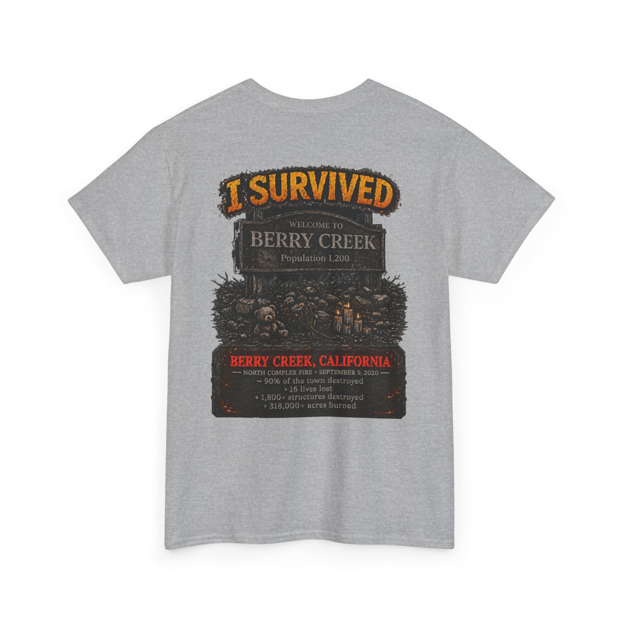 I Survived 2020 — Director's Cut S2:E1 "Berry Creek" | Wildfire Edition Memorial Unisex Heavy Cotton Tee