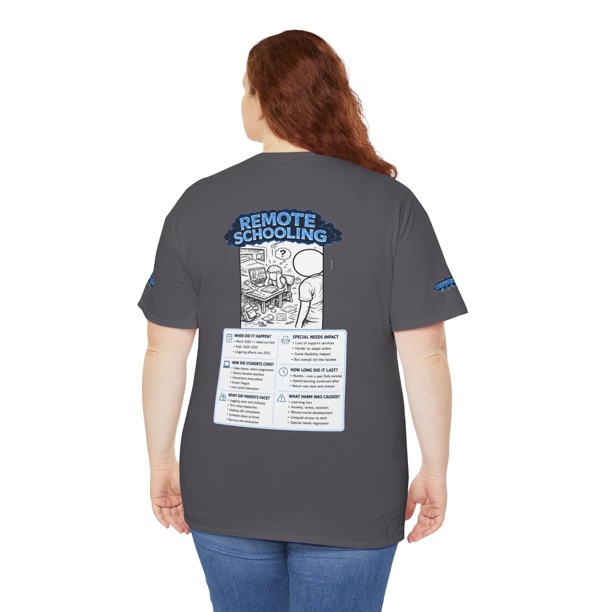 I Survived 2020 — LOCKDOWN S3:E3: Special Edition "Remote Schooling" Unisex Heavy Cotton Tee