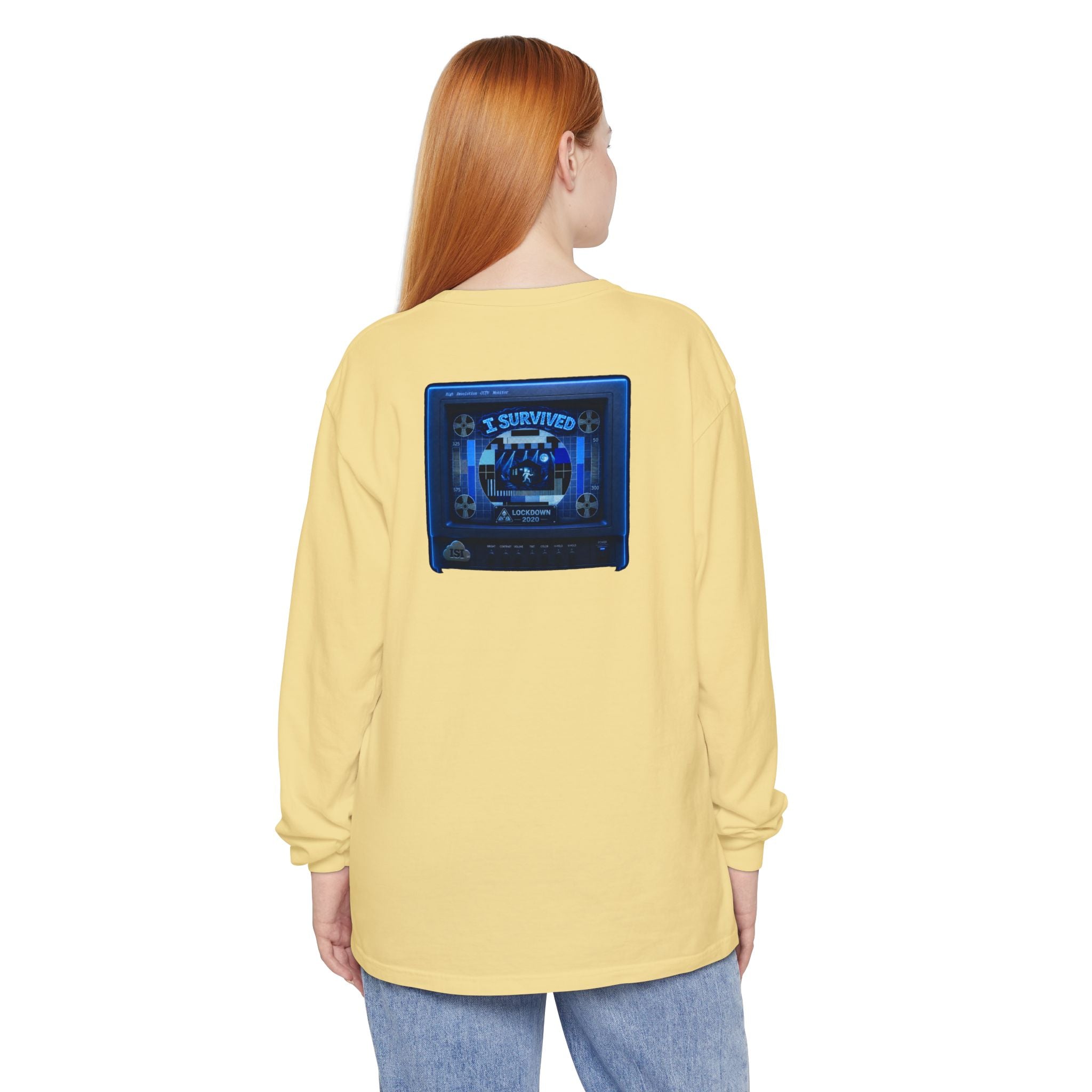 I Survived 2020 — "Please Stand By" Test Pattern Tee Lockdown Edition Summer Exclusive Unisex Garment-Dyed Long Sleeve T-Shirt