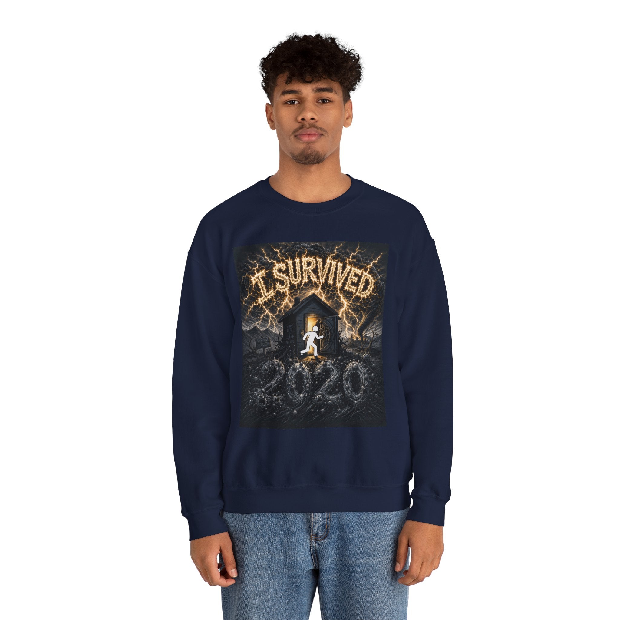 I Survived 2020 — Original Design Teaser Tee | Season 1 Premiere Drop Unisex Heavy Blend™ Crewneck Sweatshirt