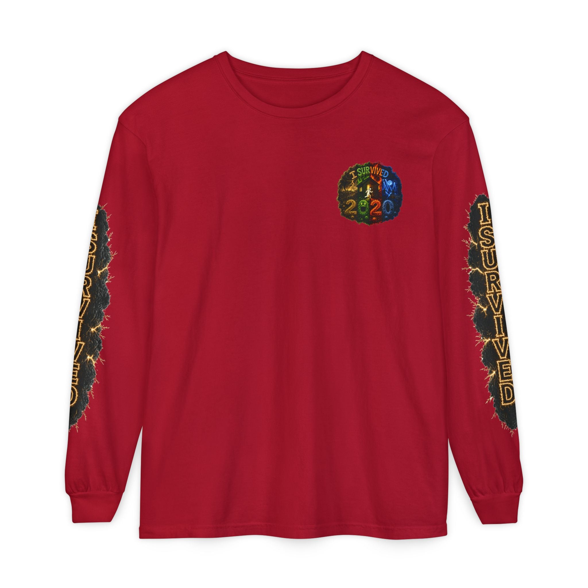 I Survived 2020 — "No Signal" Test Pattern Tee Special Edition Alien Broadcast Finale Summer Premiere Unisex Garment-Dyed Long Sleeve T-Shirt