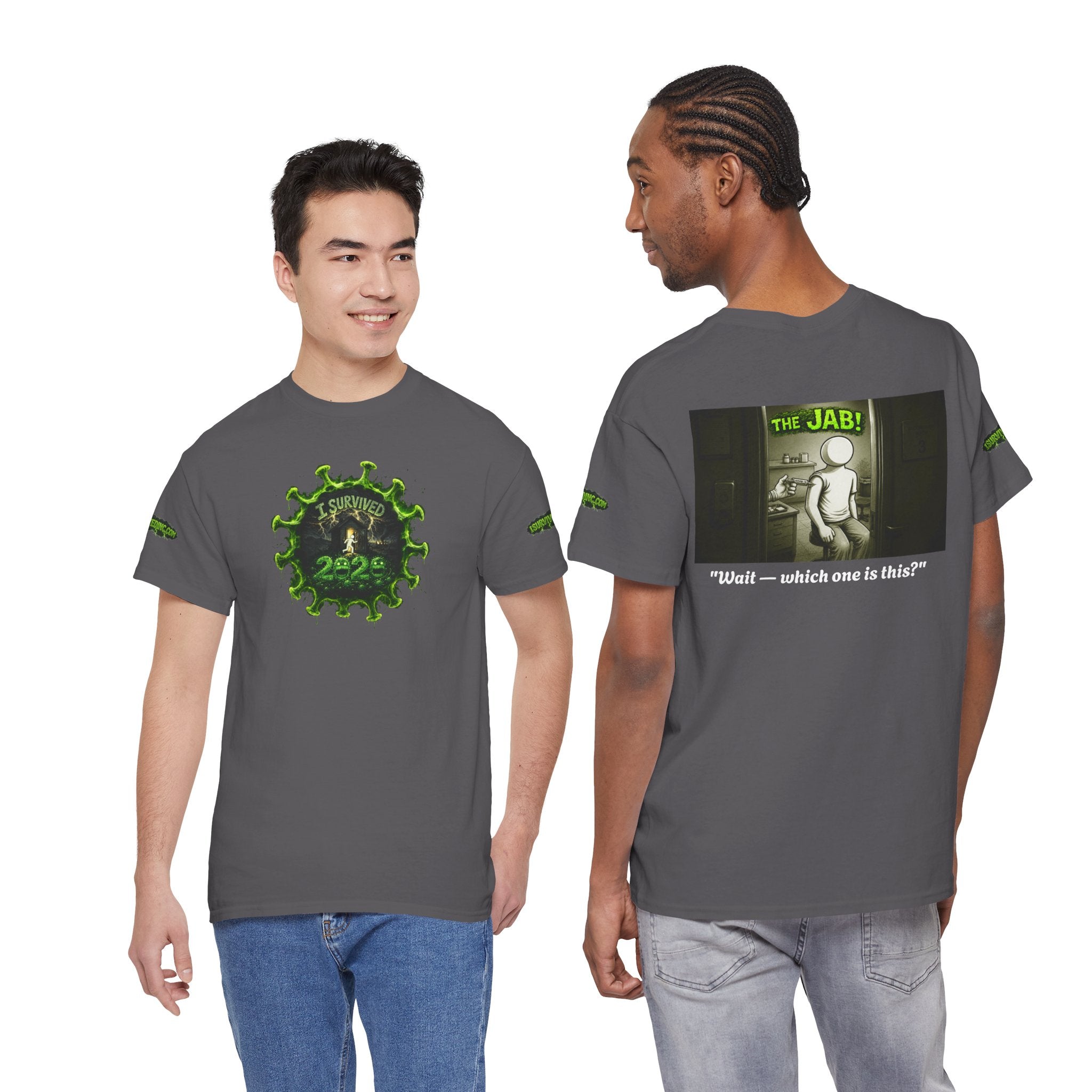 I Survived 2020 — PANDEMIC S1:E3: Director's Cut Special Edition "The Jab!" Unisex Heavy Cotton Tee