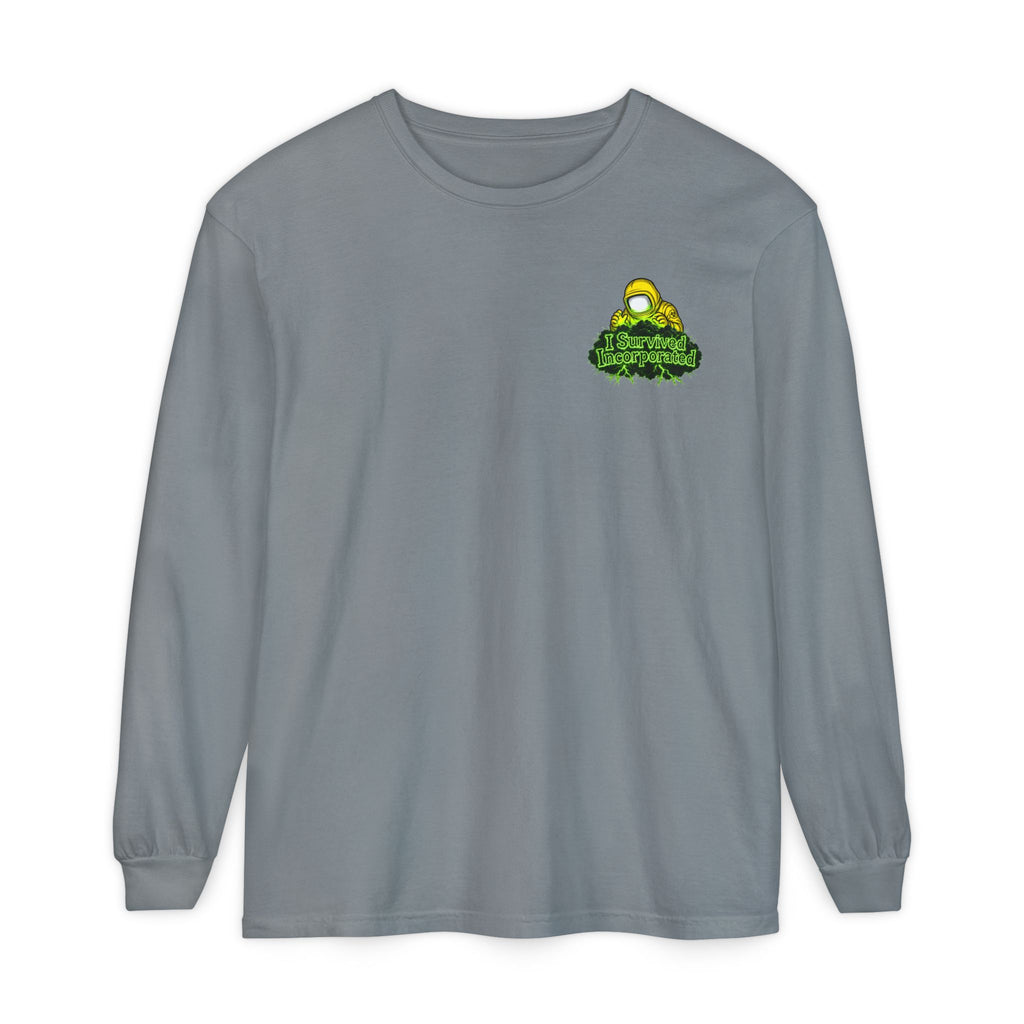 I Survived 2020 — "Please Stand By" Test Pattern Toxic Signal Tee Summer Premiere Unisex Garment-Dyed Long Sleeve T-Shirt