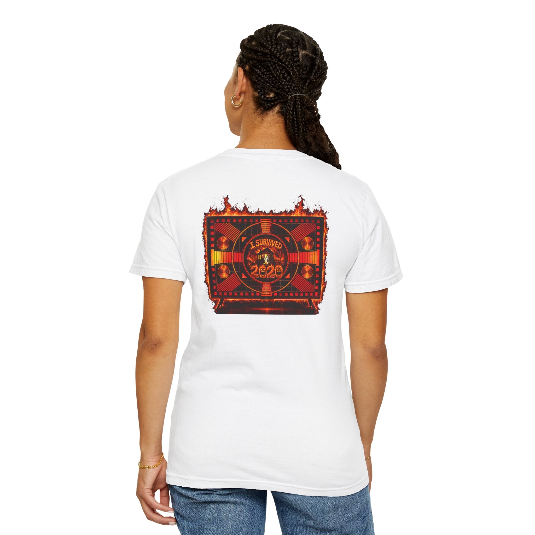 I Survived 2020 — "Please Stand By" Test Pattern Tee Wildfire Signal Edition Summer Premiere Unisex Garment-Dyed T-shirt