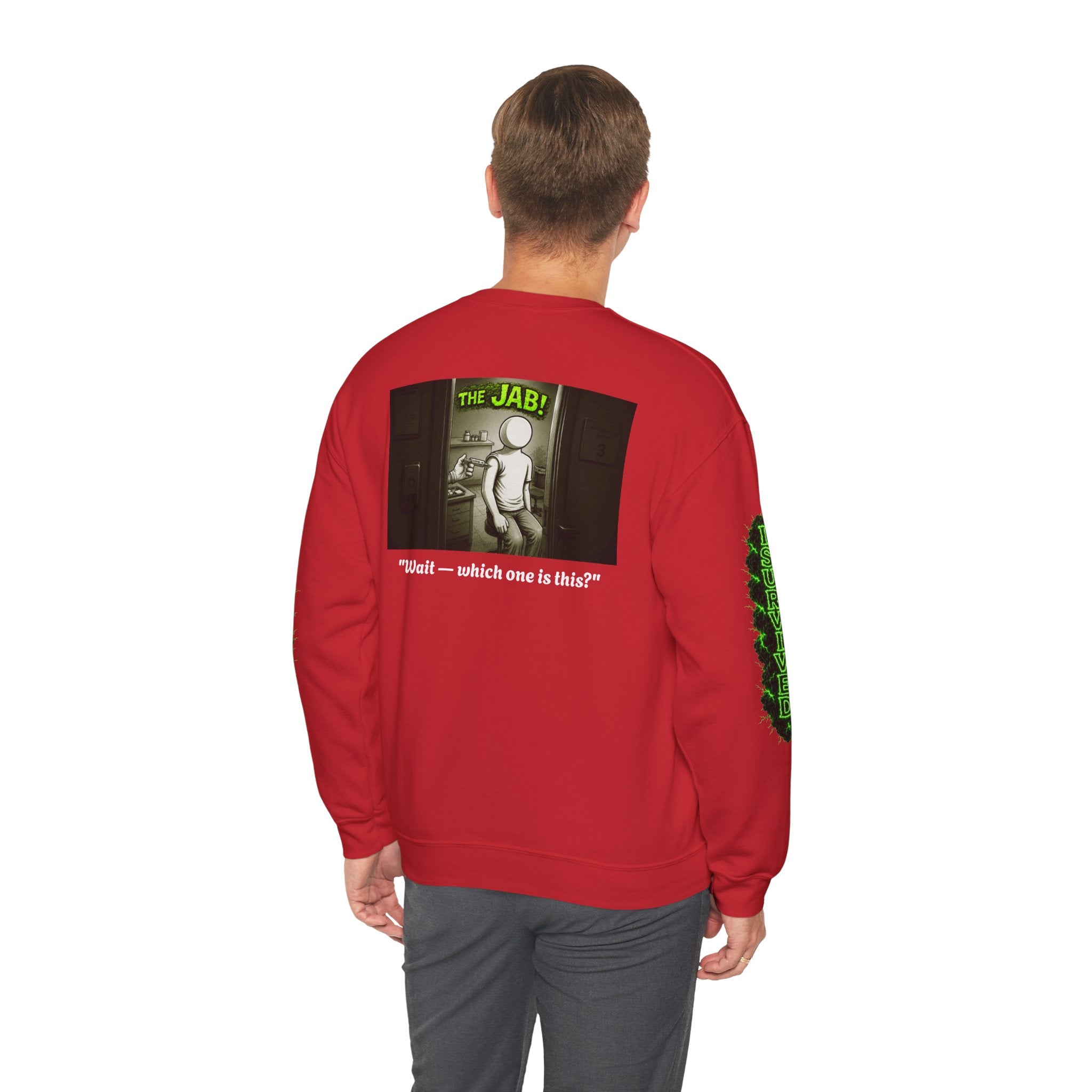 I Survived 2020 — PANDEMIC S1:E3: Director's Cut "The Jab!" Unisex Heavy Blend™ Crewneck Sweatshirt