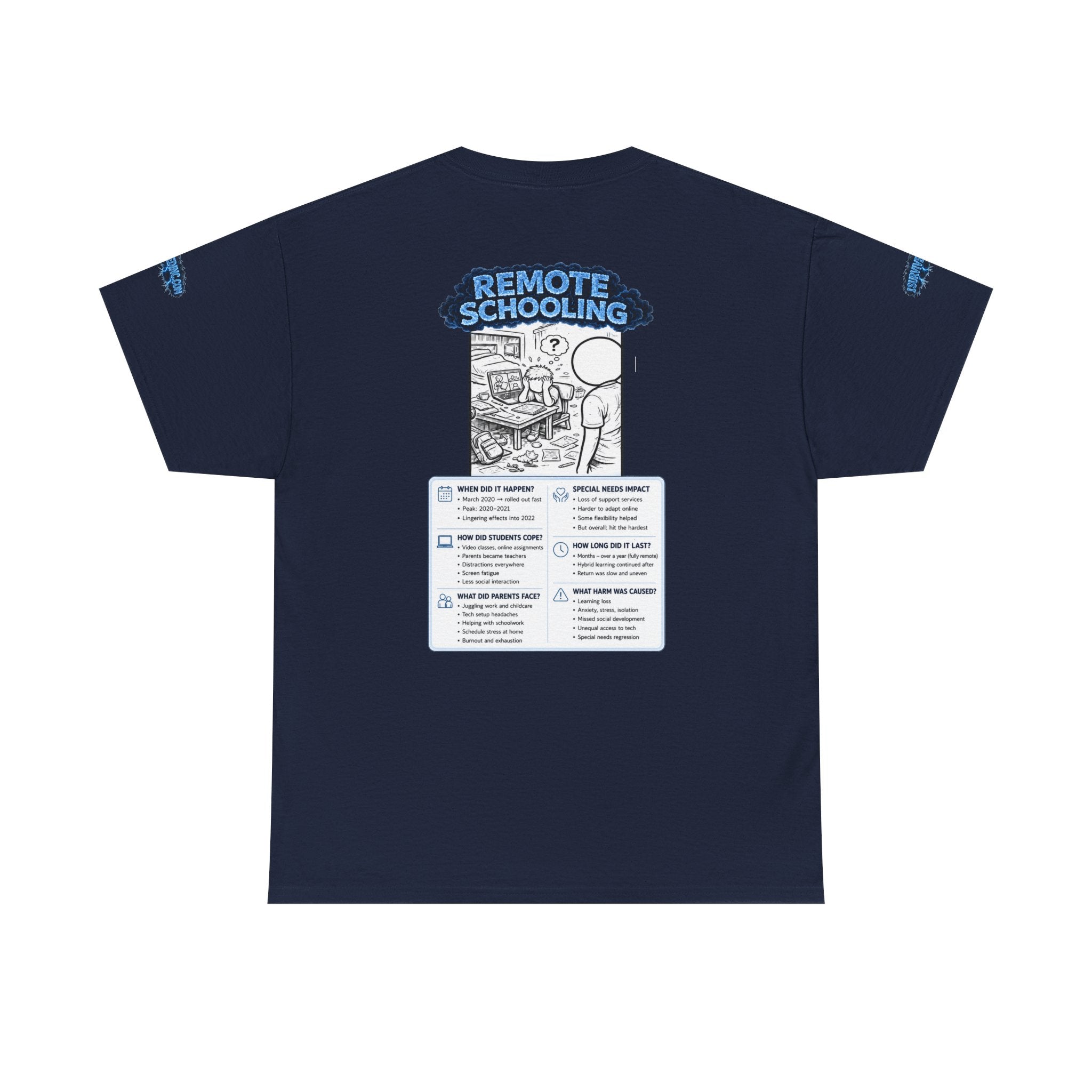 I Survived 2020 — LOCKDOWN S3:E3: Special Edition "Remote Schooling" Unisex Heavy Cotton Tee