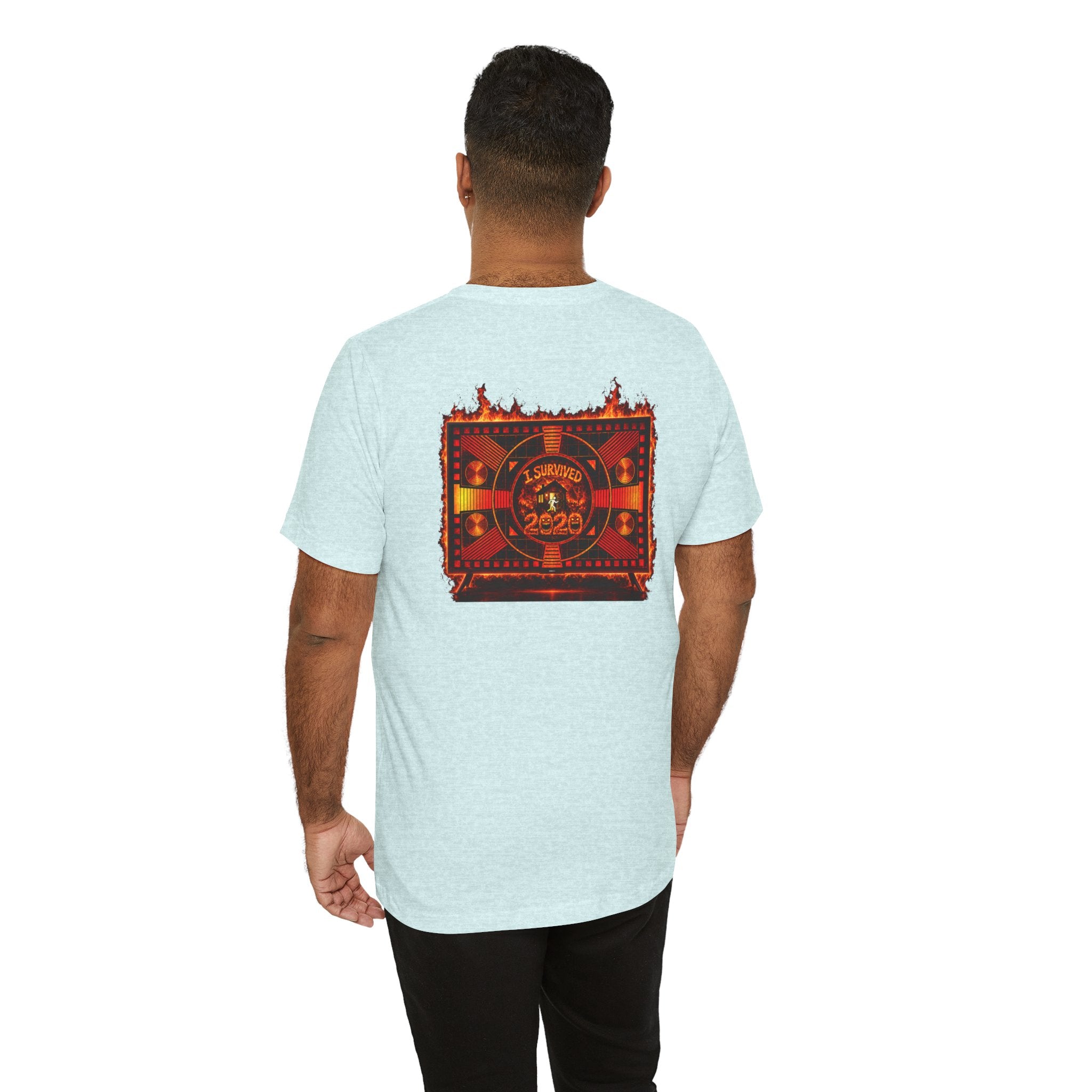 I Survived 2020 — "Please Stand By" Test Pattern Tee Wildfire Signal Edition Summer Premiere Unisex Jersey Short Sleeve Tee