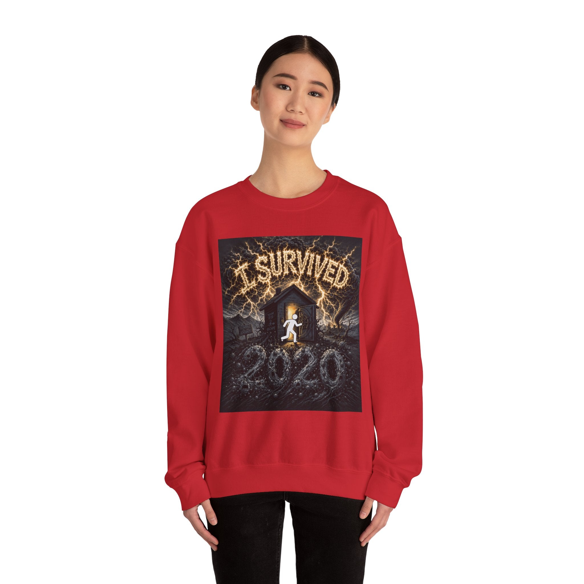 I Survived 2020 — Original Design Teaser Tee | Season 1 Premiere Drop Unisex Heavy Blend™ Crewneck Sweatshirt