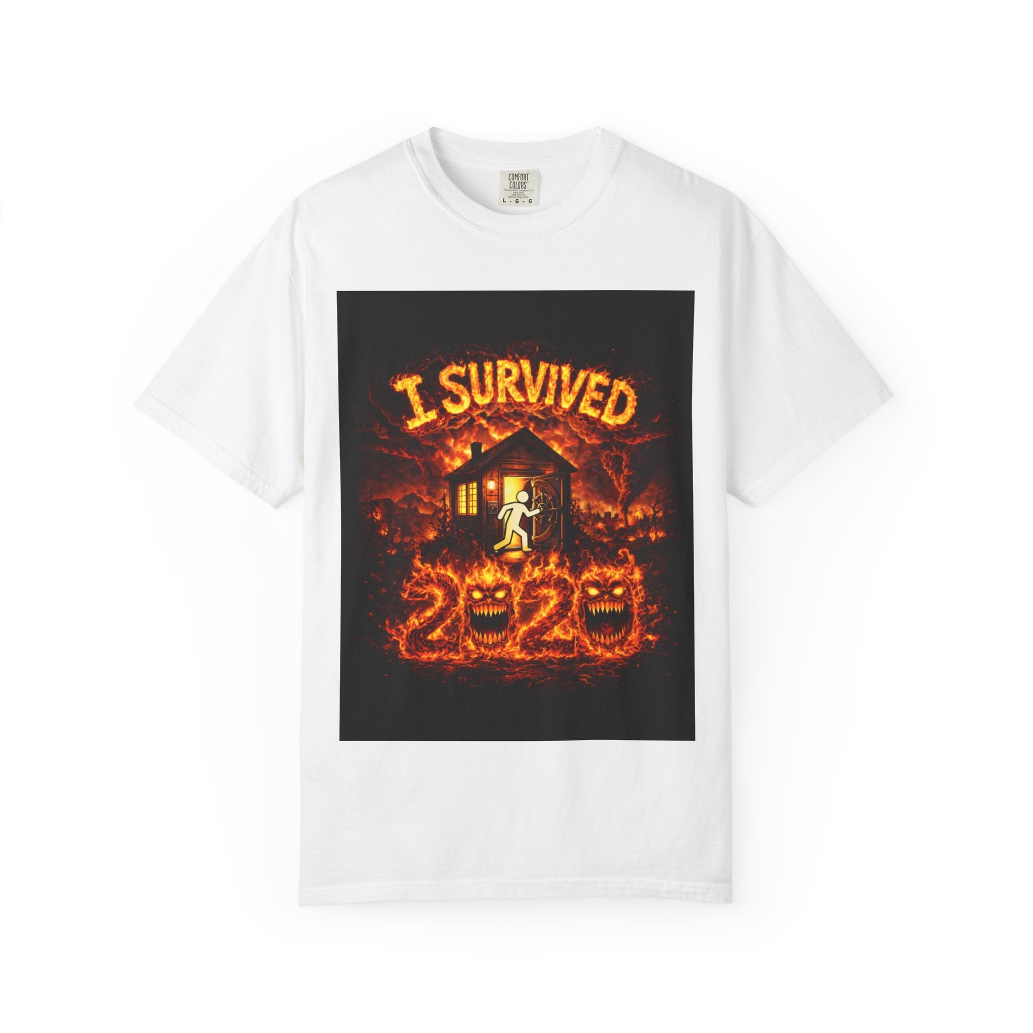 J'ai survécu à 2020 — S2:E4 « Saison des feux de forêt dans l'ouest des États-Unis » | Finale de mi-saison partie 1 | T-shirt unisexe teint en pièce commémoratif édition Feux de Forêt