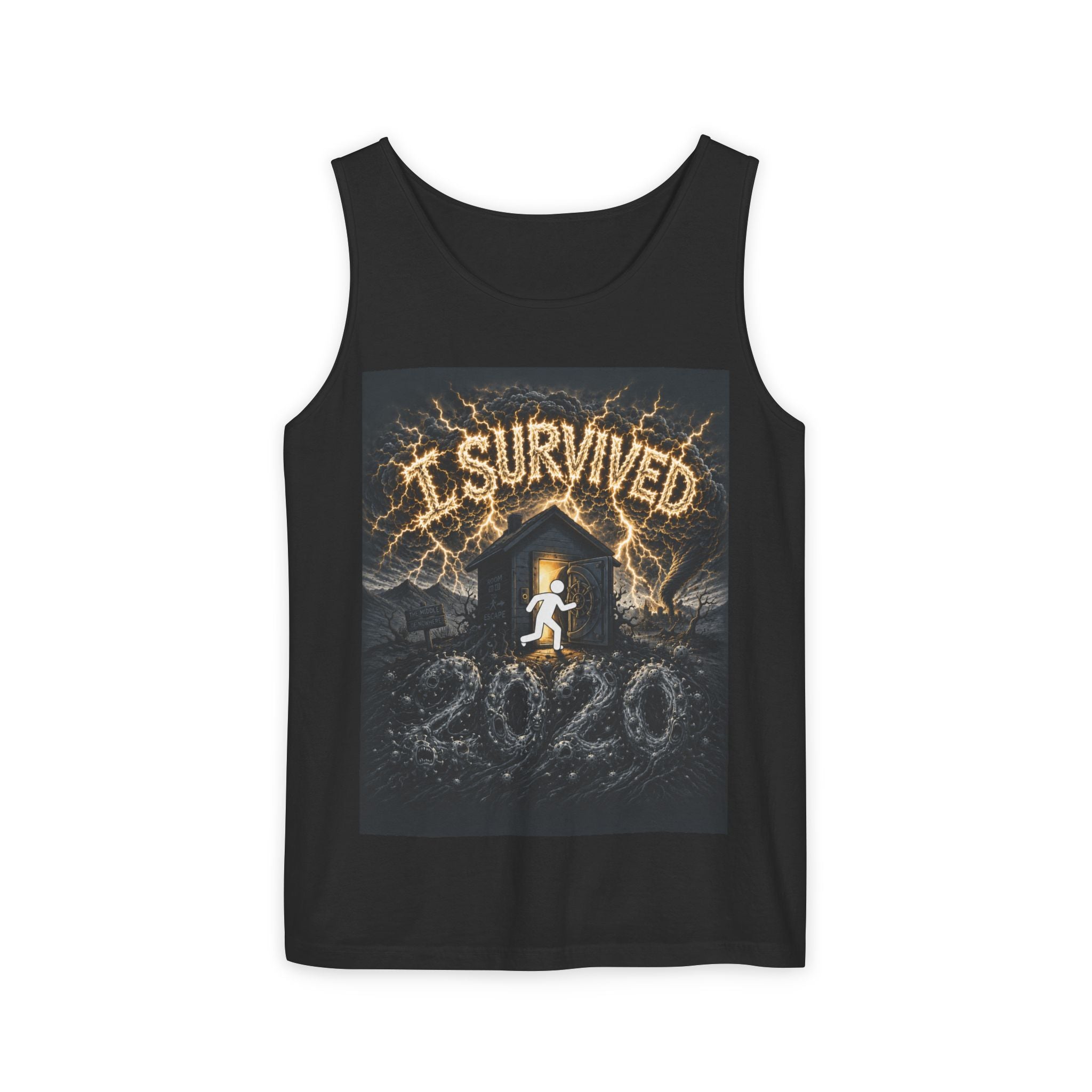 I Survived 2020 — Original Design Teaser Tee | Season 1 Premiere Drop Unisex Garment-Dyed Tank Top
