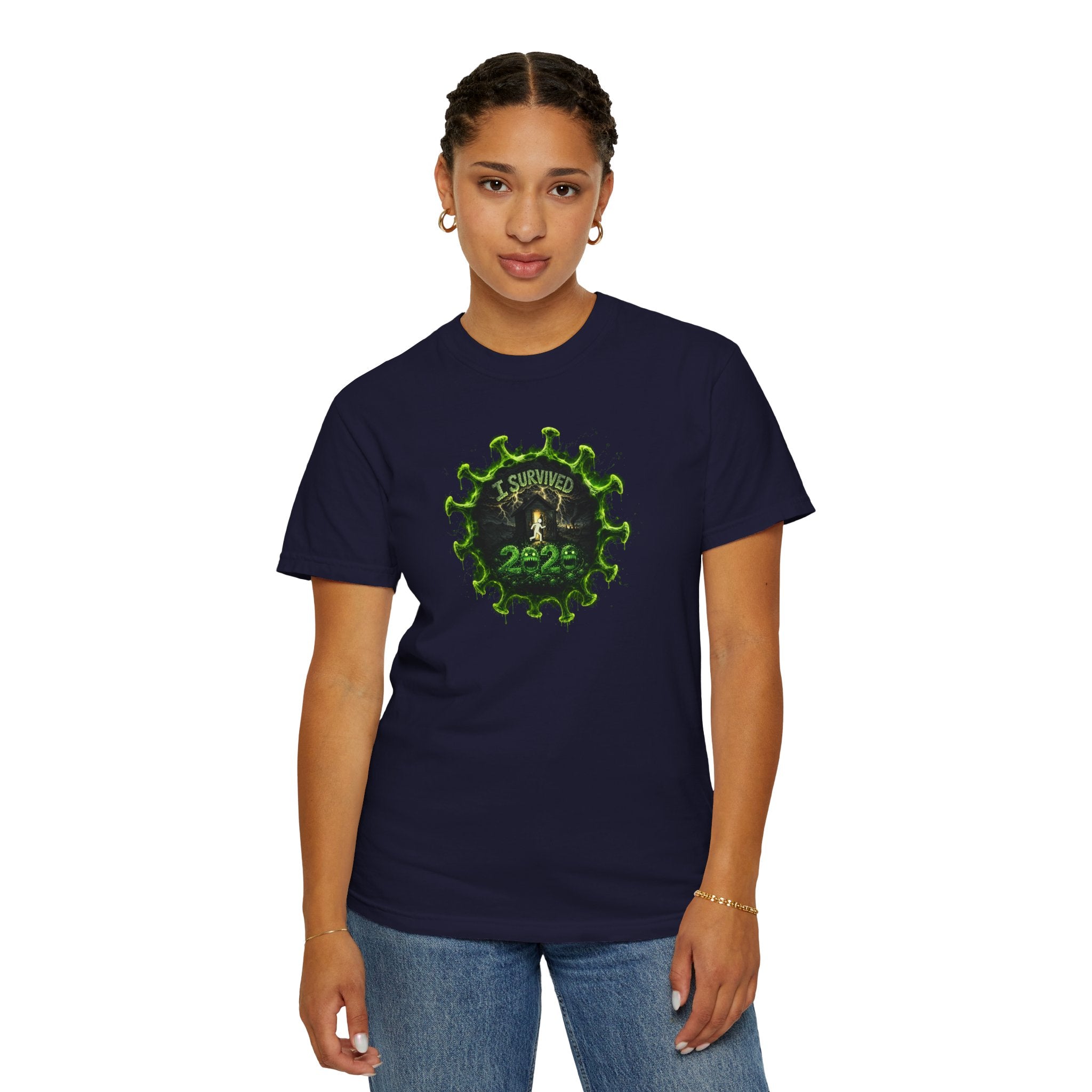 I Survived 2020 —  PANDEMIC S1:E1: Director's Cut "COVID-19: The Coronavirus" Unisex Garment-Dyed T-shirt