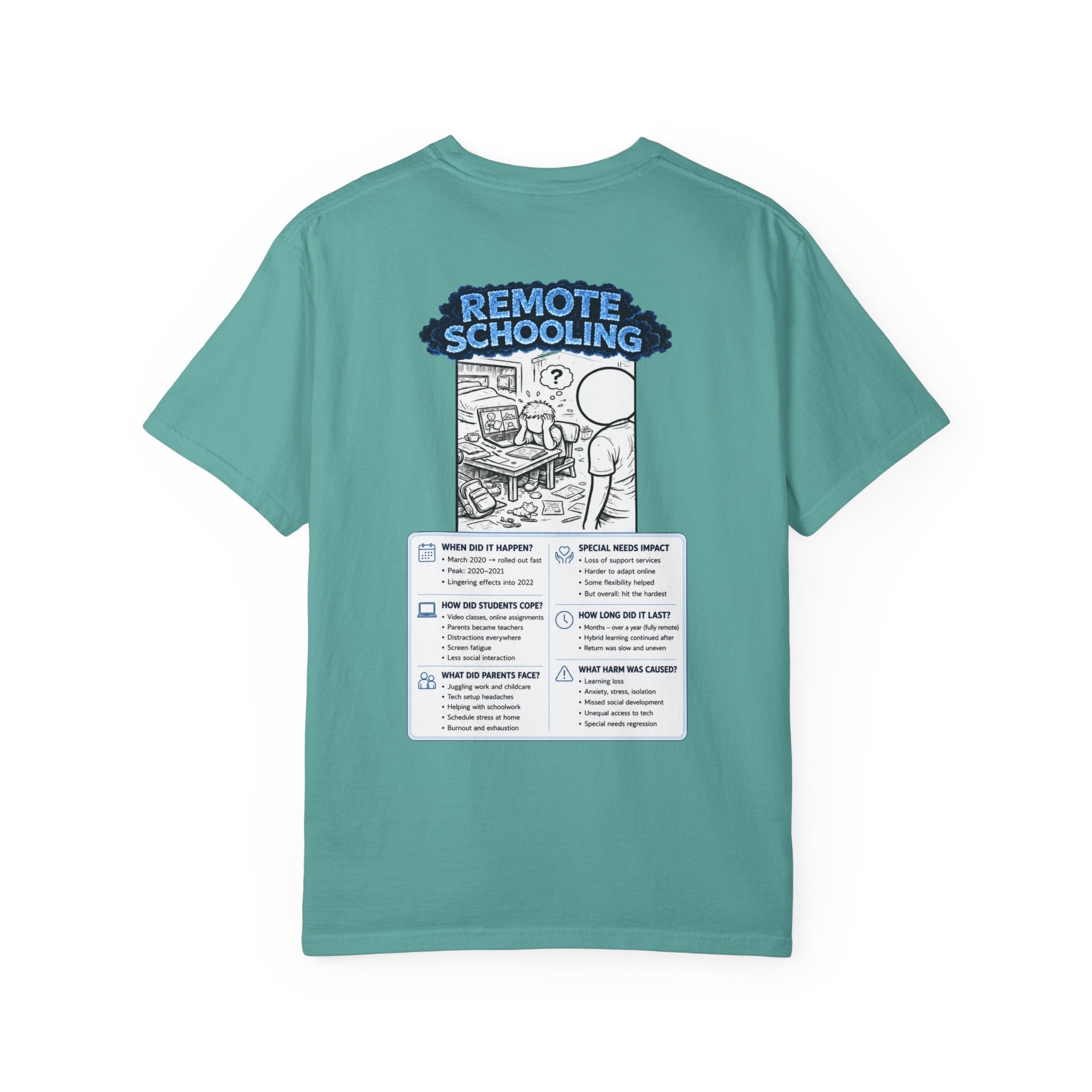 I Survived 2020 —  LOCKDOWN S3:E3: Director's Cut "Remote Schooling" Unisex Garment-Dyed T-shirt