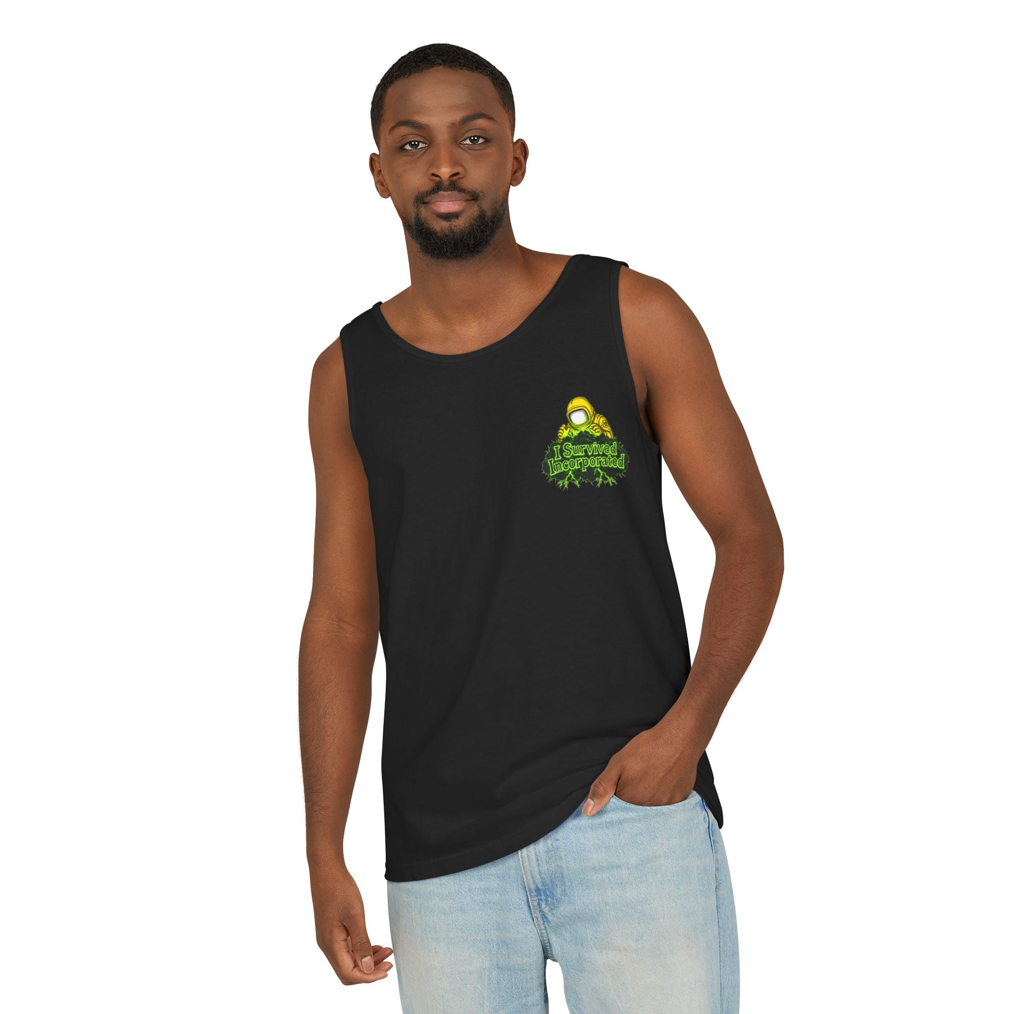 I Survived 2020 — "Please Stand By" Test Pattern Toxic Signal Tee Summer Premiere Unisex Garment-Dyed Tank Top