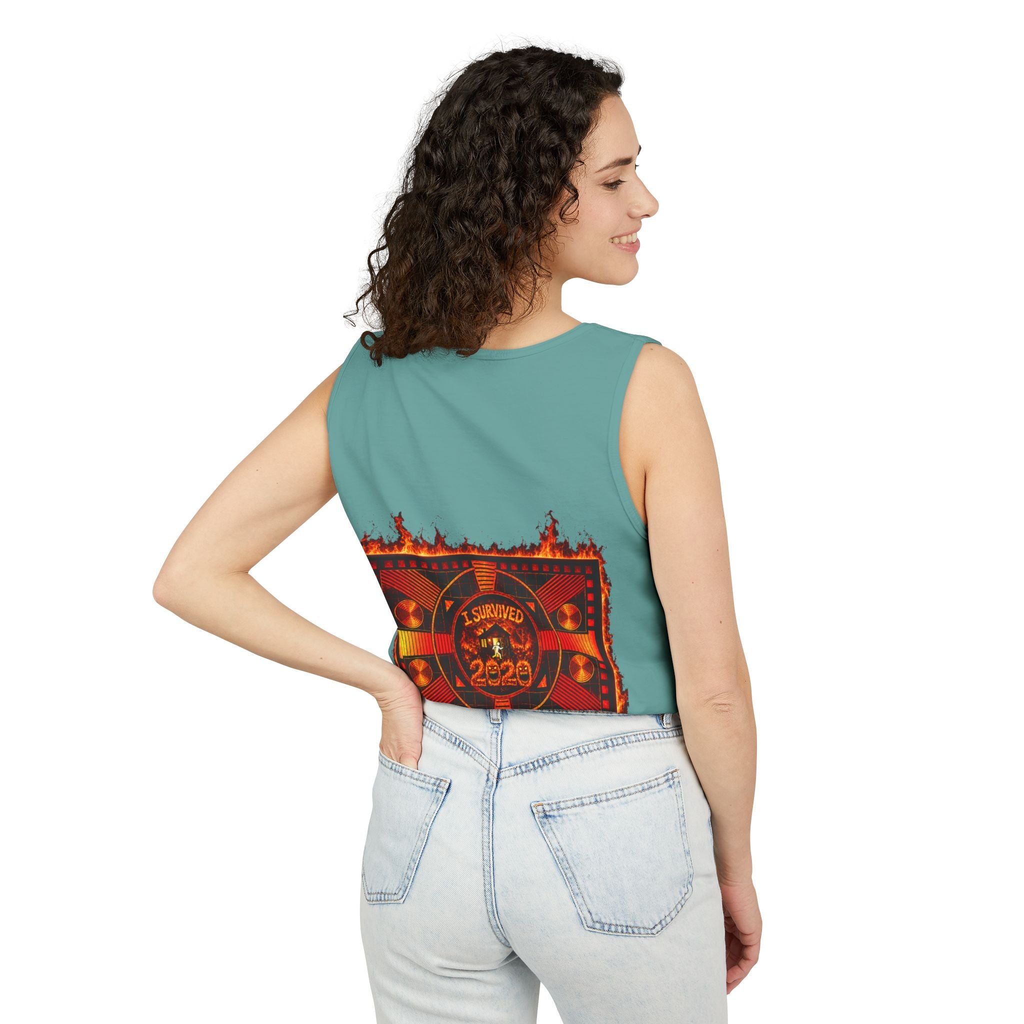 I Survived 2020 — "Please Stand By" Test Pattern Tee Wildfire Signal Edition Summer Premiere Unisex Garment-Dyed Tank Top