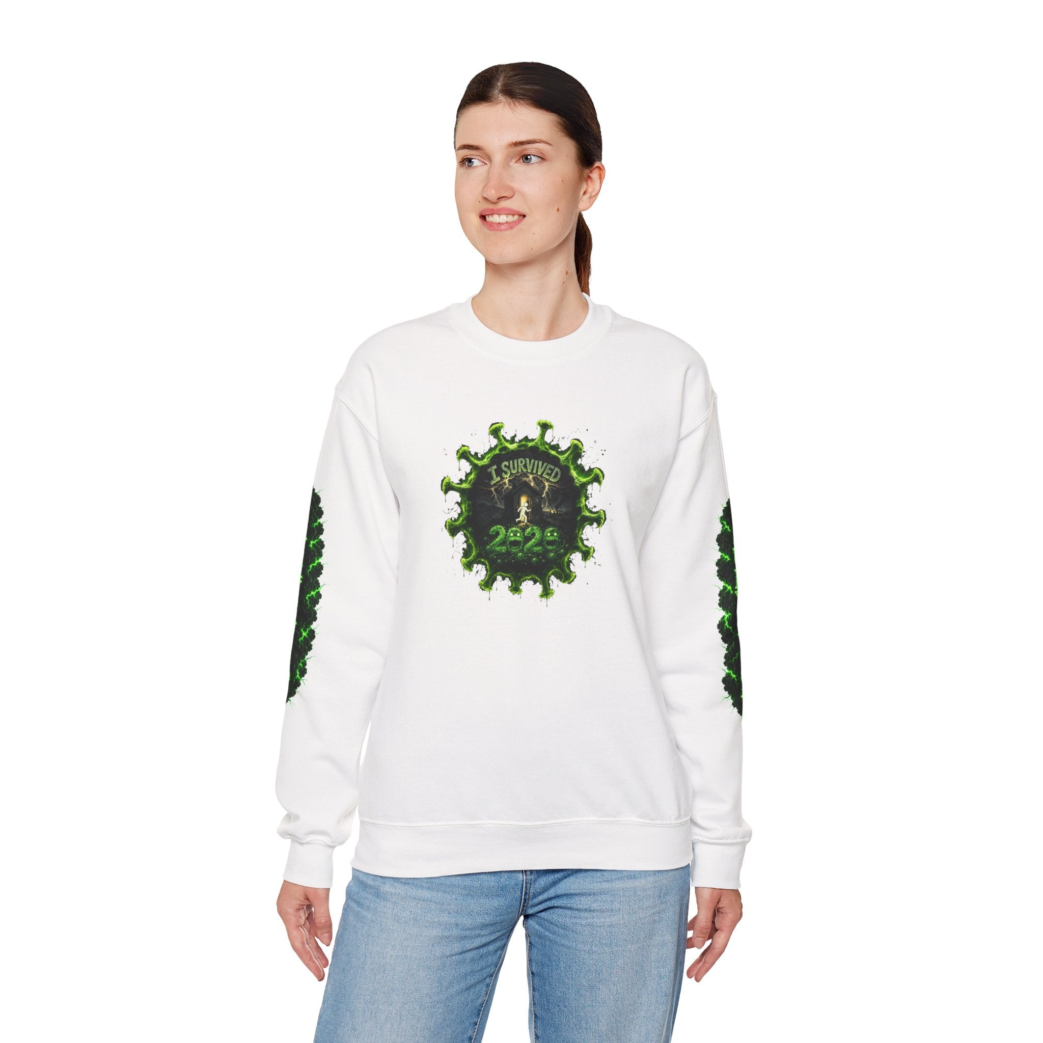 I Survived 2020 — PANDEMIC S1:E3: Director's Cut "The Jab!" Unisex Heavy Blend™ Crewneck Sweatshirt